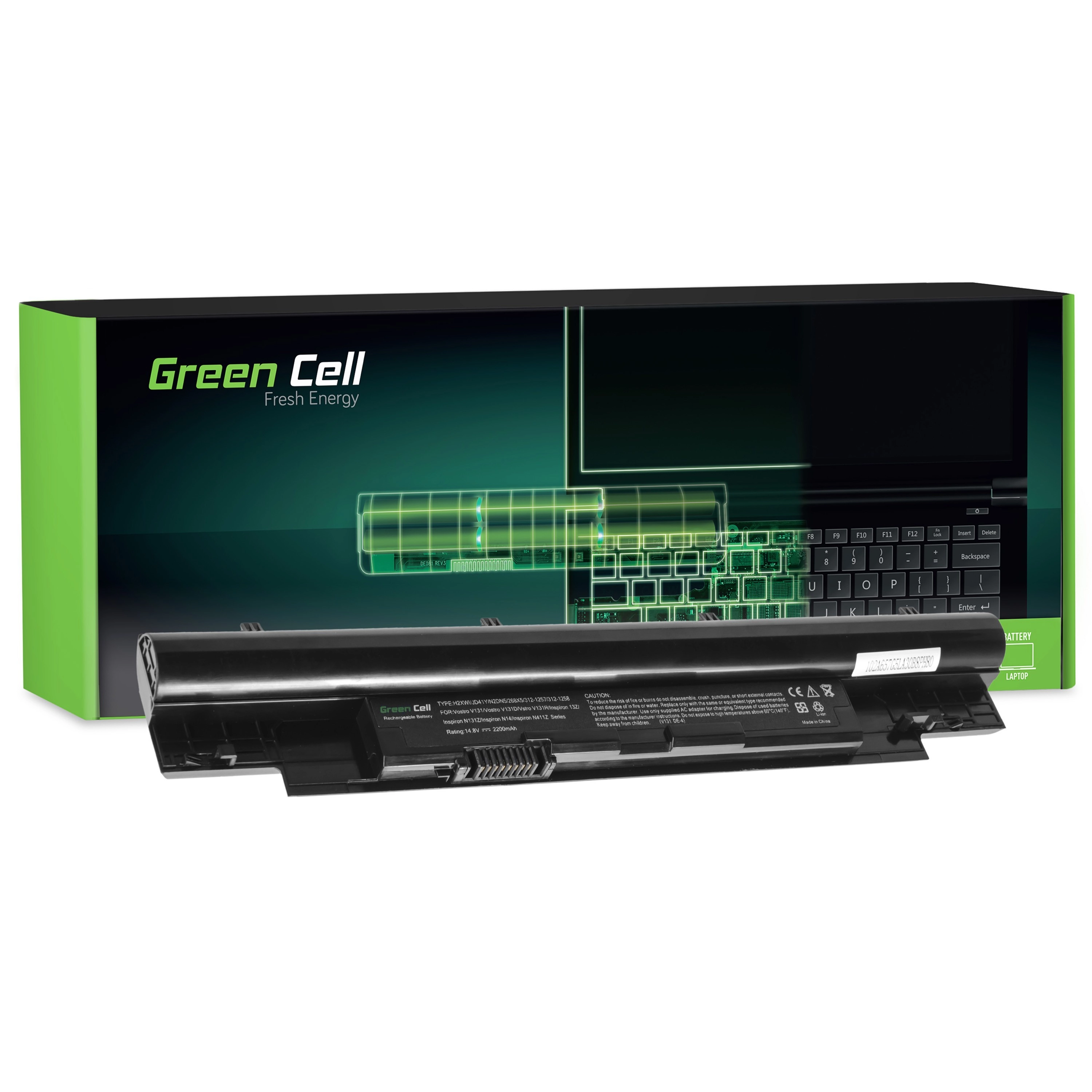 Green Cell Battery for Dell Vostro V131 V131R V131D / 14,4V 2200mAh
