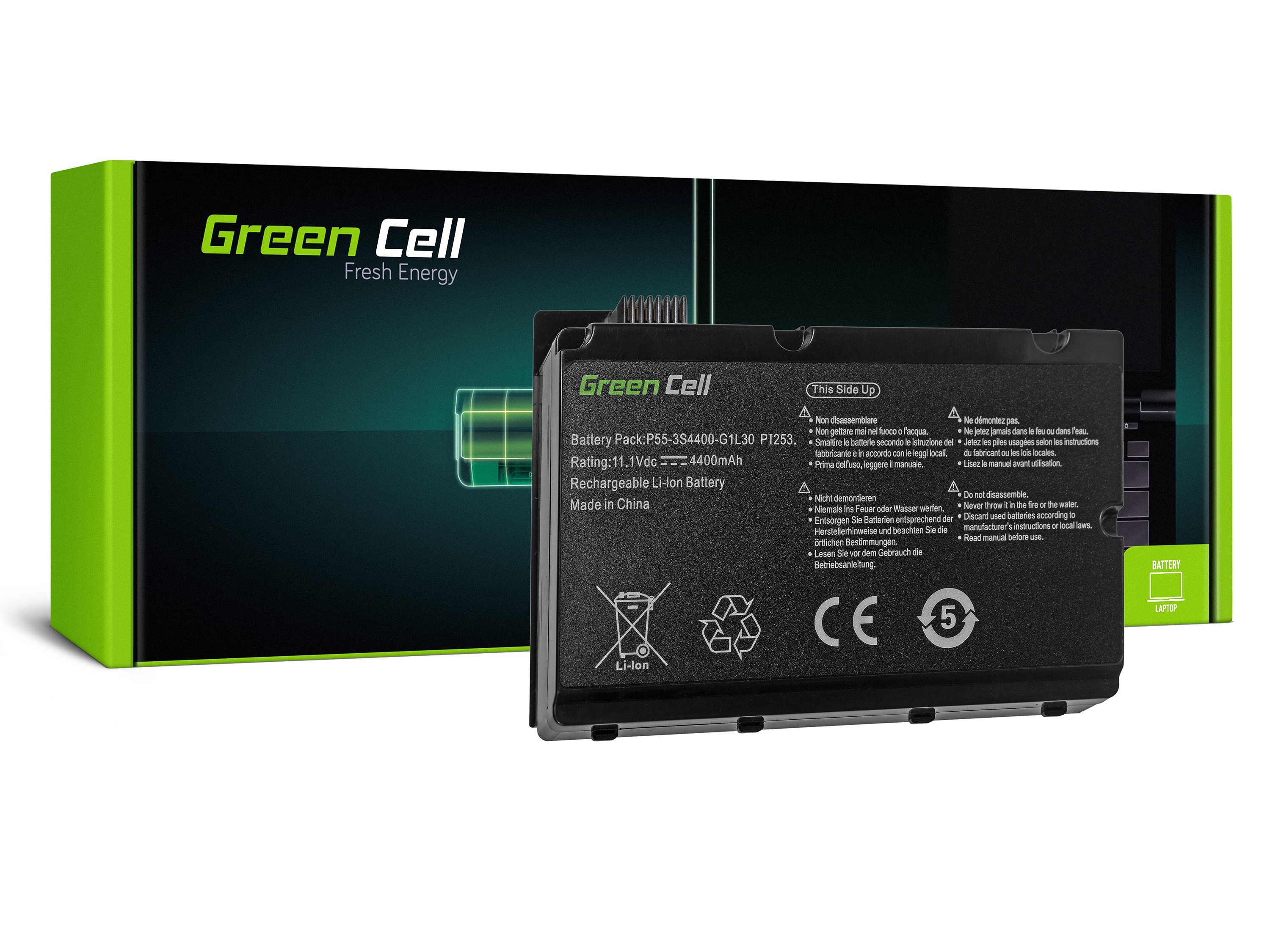 Green Cell Battery for Fujitsu-Siemens Amilo Pi2530 Pi2550 Pi3540 Xi2550 / 11,1V 4400mAh