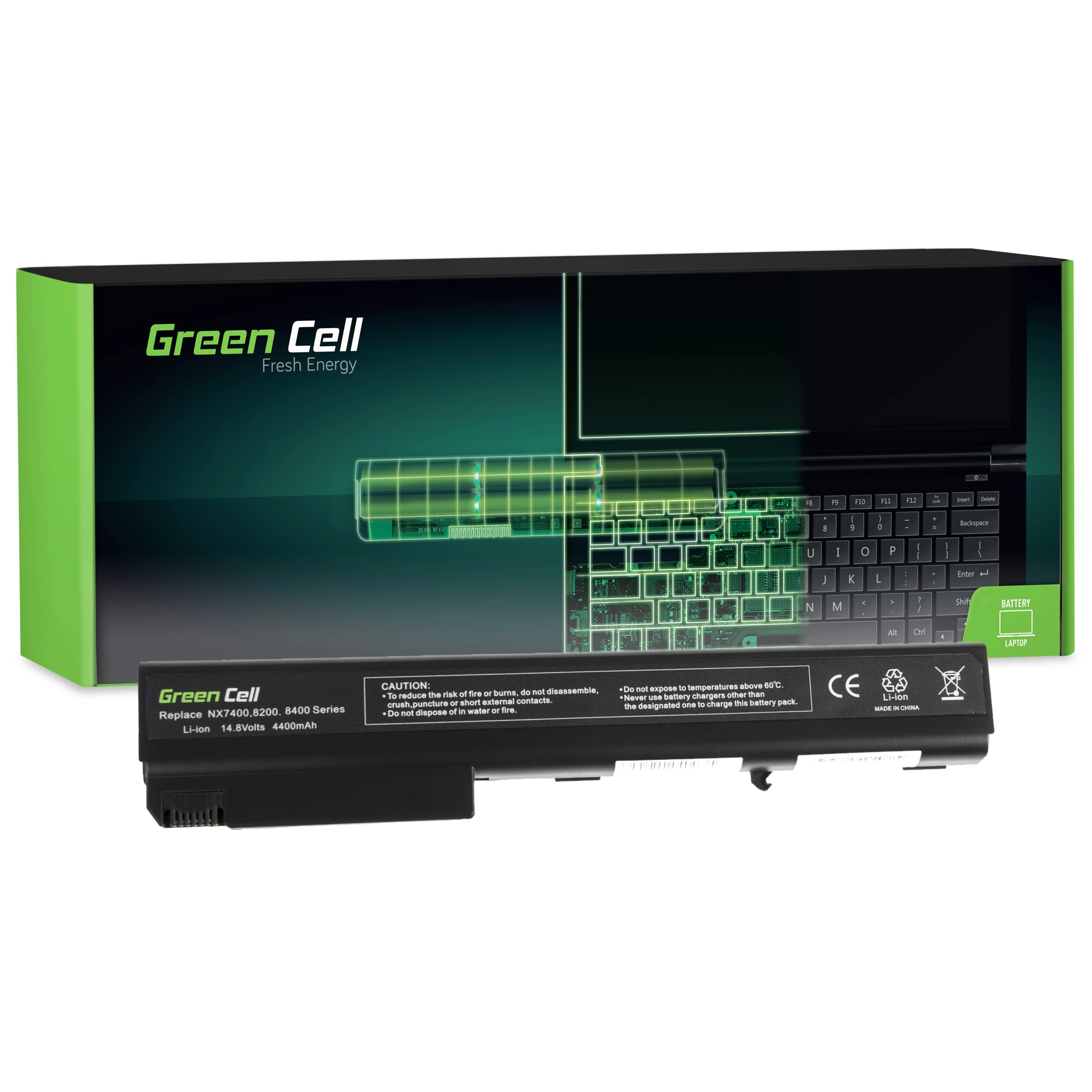 Green Cell Battery for HP Compaq NX7300 NX7400 8510P 8510W 8710P 8710W / 14,4V 4400mAh