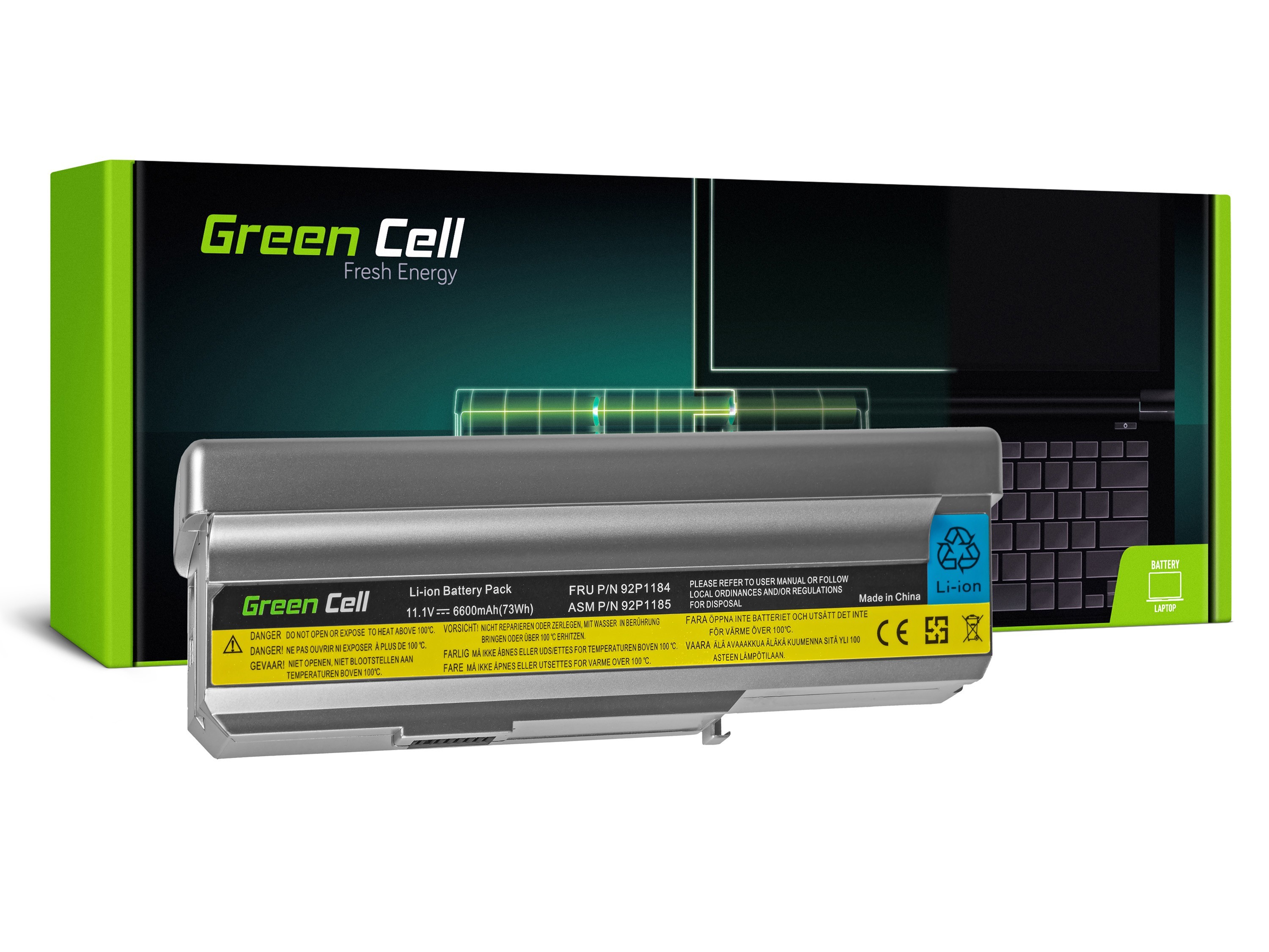 Green Cell Battery for Lenovo 3000 N100 N200 C200 / 11,1V 6600mAh