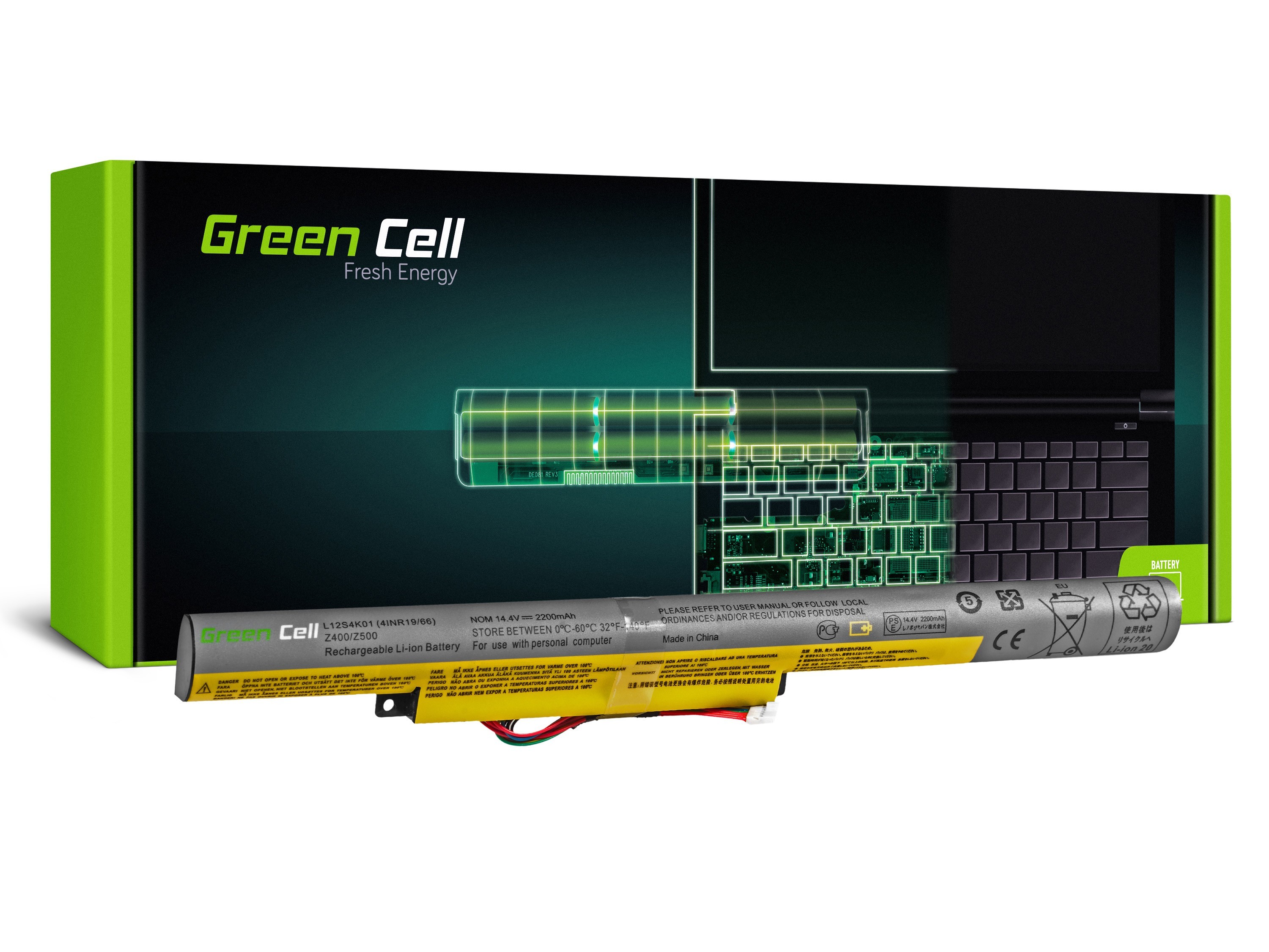 Green Cell Battery for Lenovo IdeaPad P500 Z510 P400 / 14,4V 2200mAh