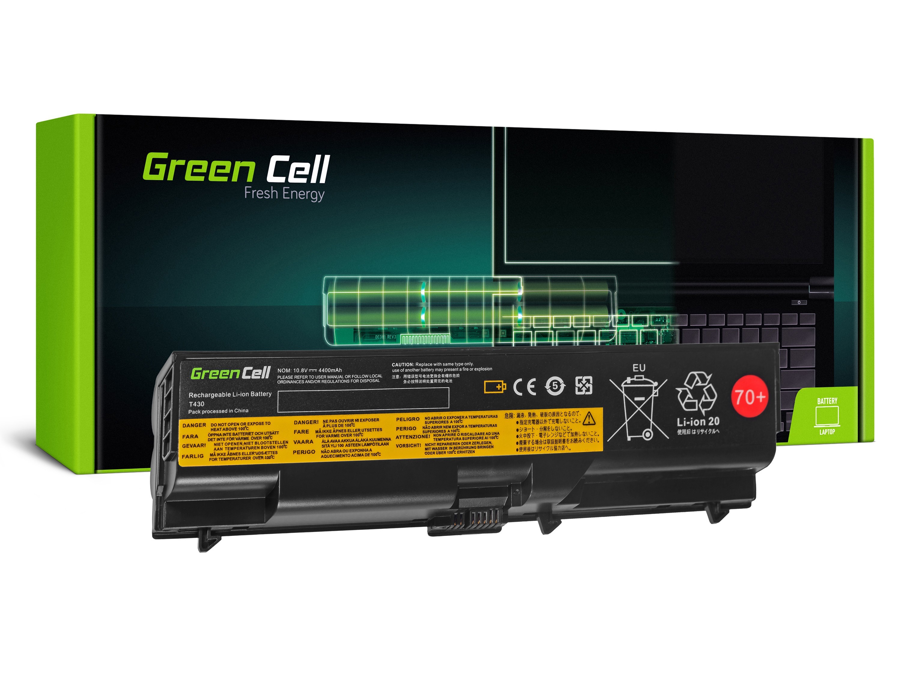 Green Cell Battery for Lenovo ThinkPad L430 L530 T430 T530 W530 / 11,1V 4400mAh