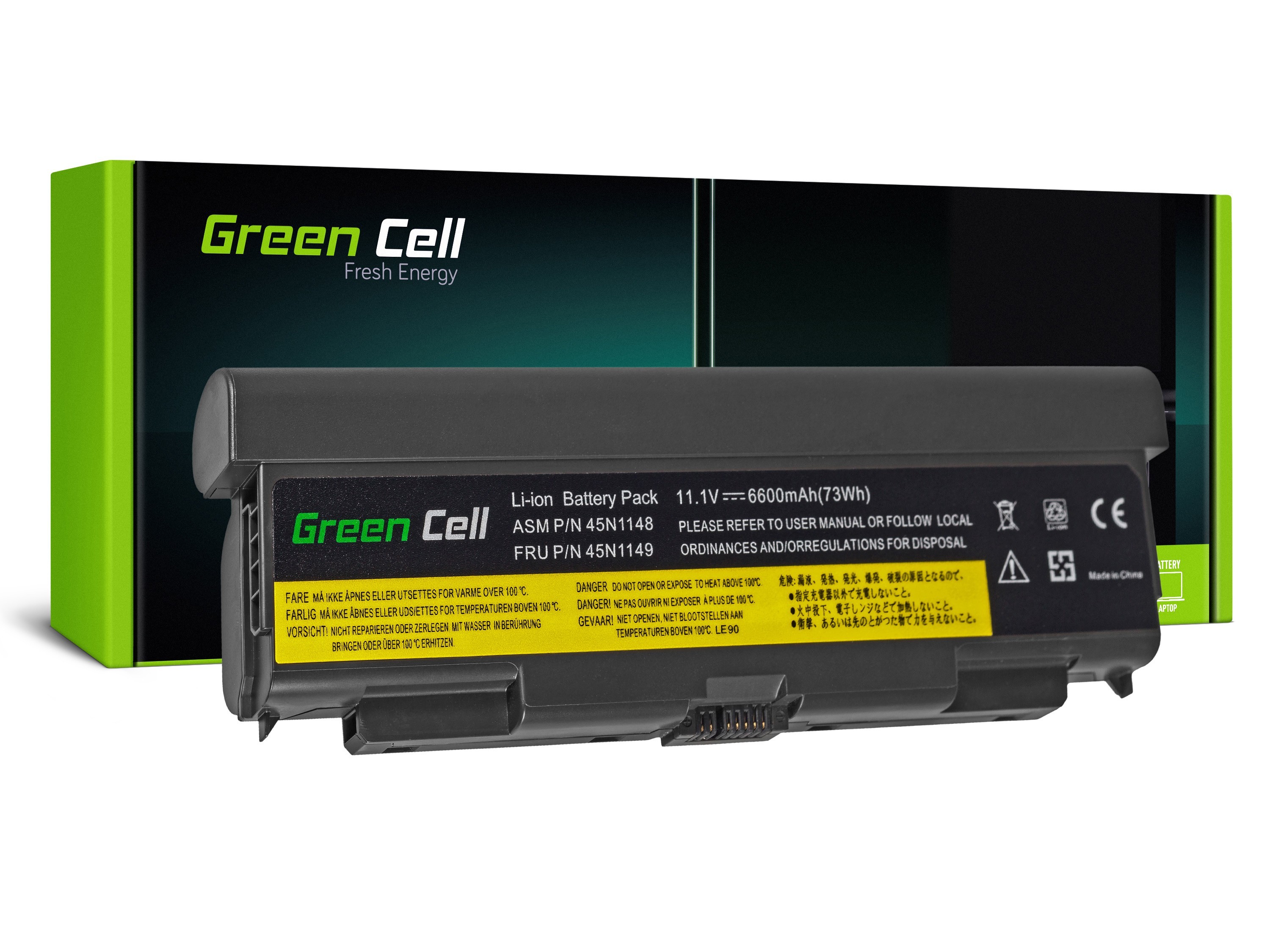 Green Cell Battery for Lenovo ThinkPad T440P T540P W540 W541 L440 L540 (rear) / 11,1V 6600mAh
