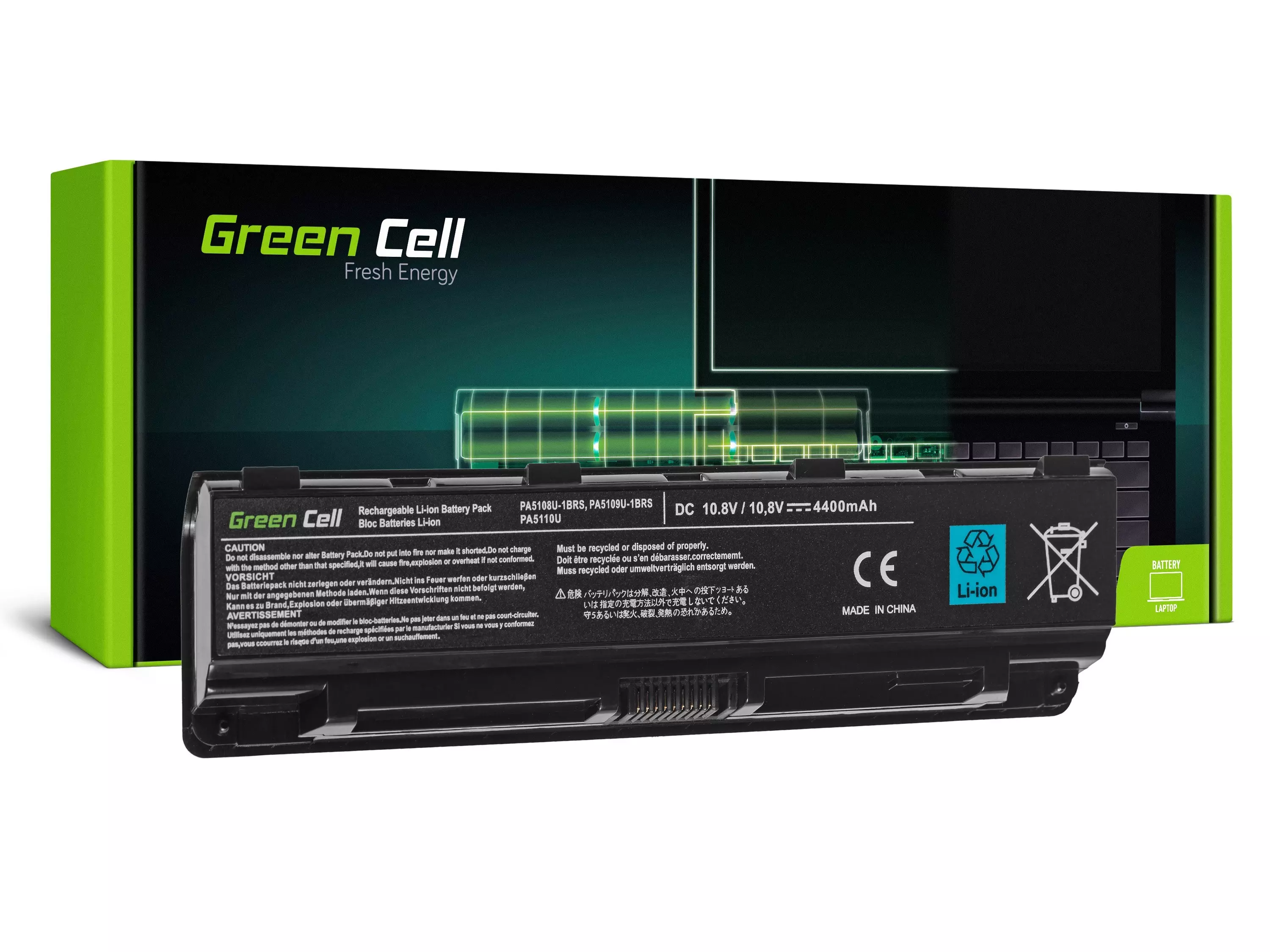 Green Cell Laptop akkumulátor Toshiba Satellite C50 C50D C55 C55D C70 C75 L70 S70 S75