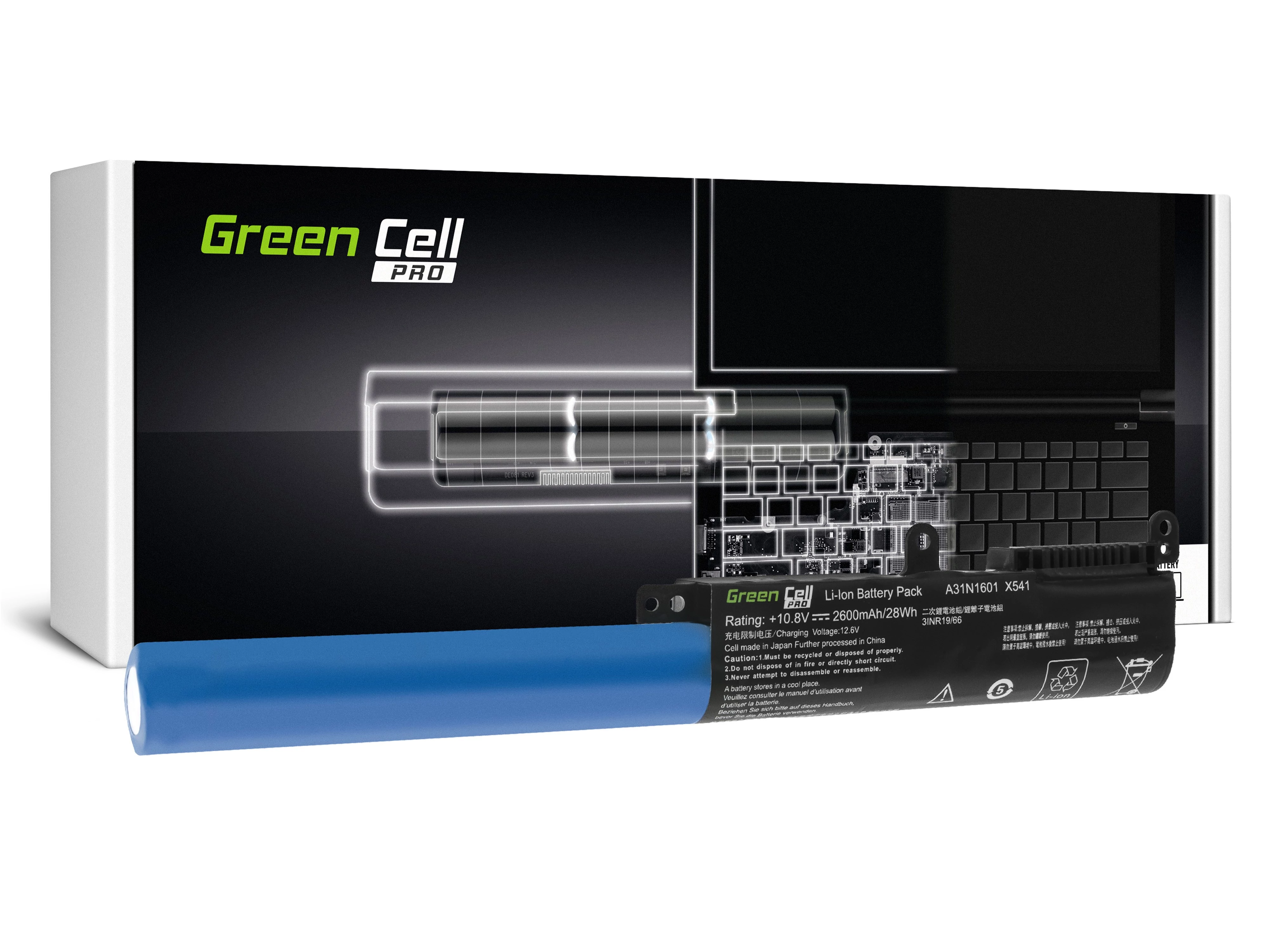 Green Cell Pro Laptop akkumulátor A31N1601 A31LP4Q Asus R541N R541S R541U Asus Vivobook Max F541N F541U X541N X541S X541U