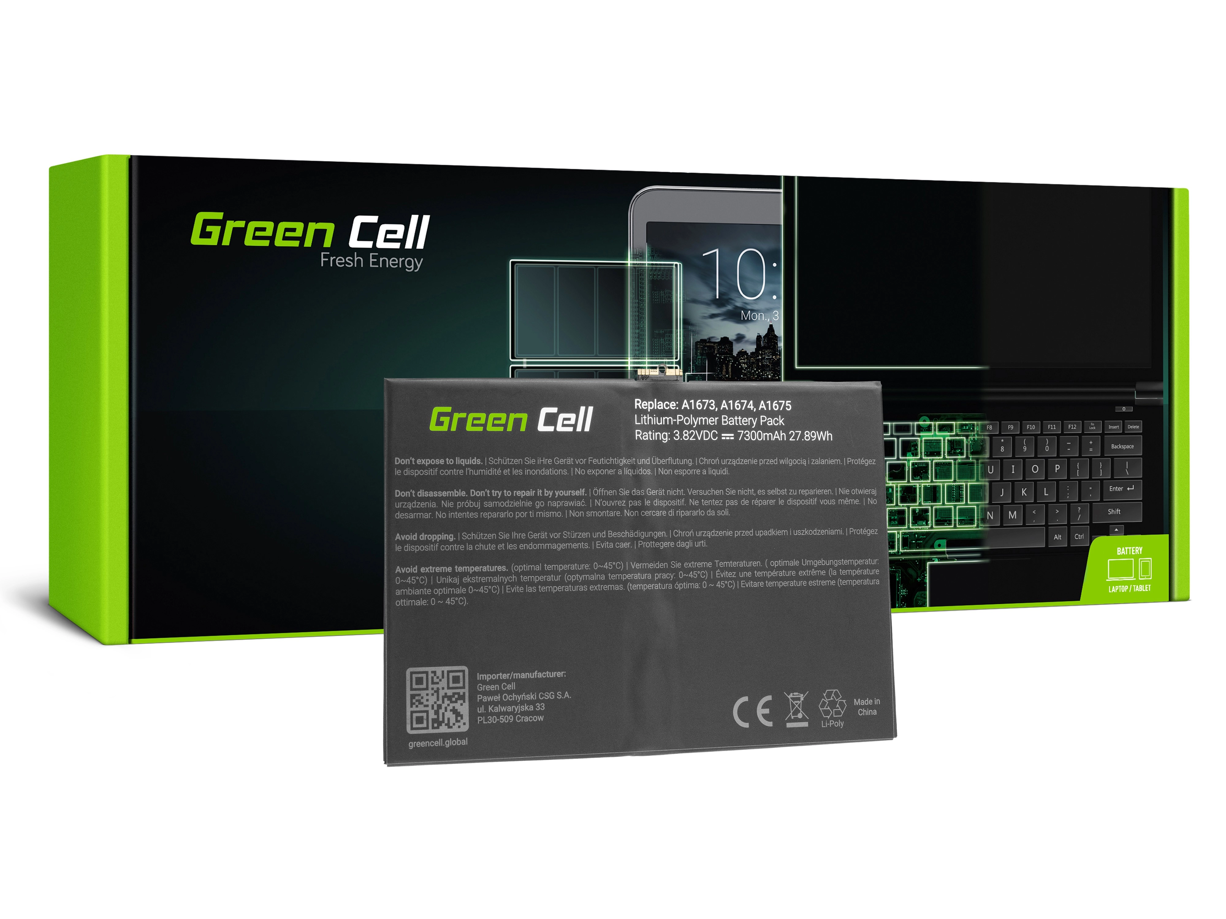 Green Cell akkumulátor A1664 Apple Pro 9.7 A1673 A1674 A1675