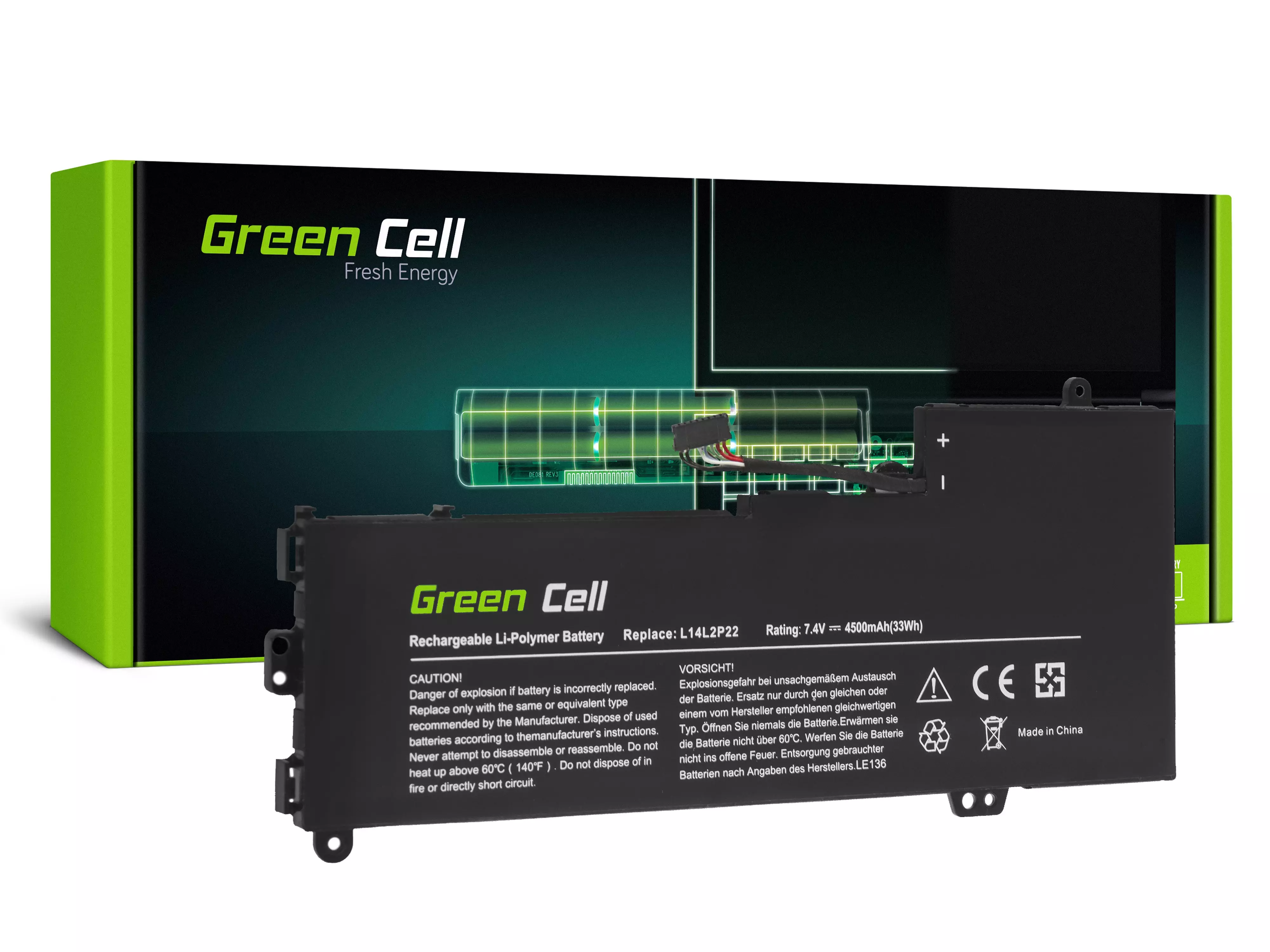 Green Cell Laptop akkumulátor L14L2P22 L14M2P24 L14S2P22 Lenovo E31-70 E31-80 U31-70 IdeaPad 500s-13ISK 510s-13IKB 510s-13ISK