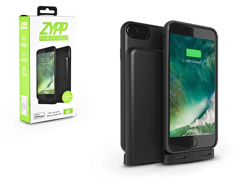 Apple iPhone 6/6S/7/8/X akkumulátoros tok - Zypp Power Case - 2500 mAh -  black