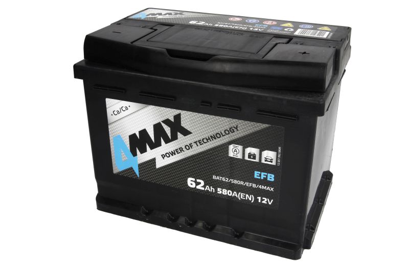 4MAX BAT62/580R/EFB/4MAX 62Ah 580A R+ Car battery