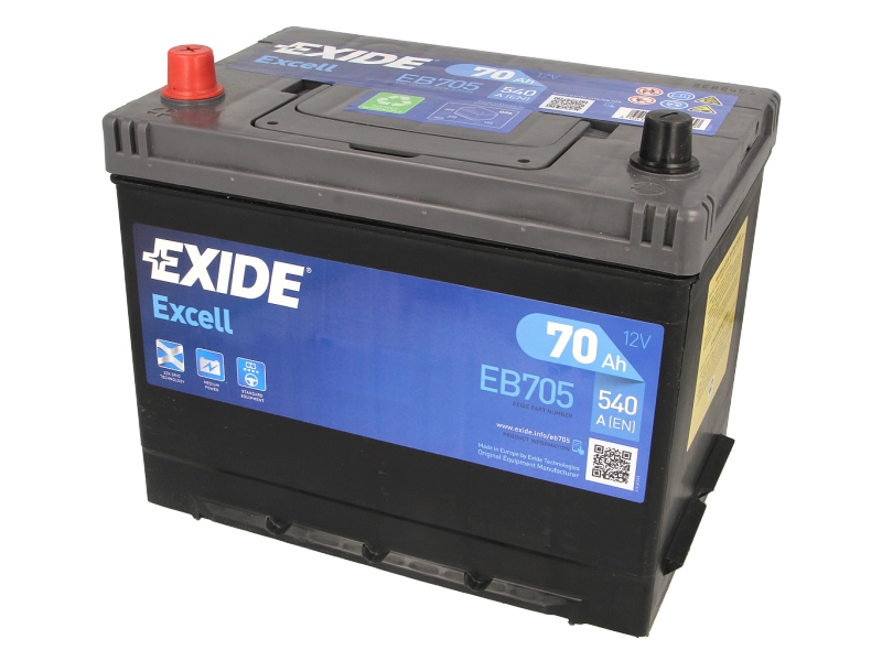 EXIDE EB705 70Ah 540A Bal + Autó Akkumulátor