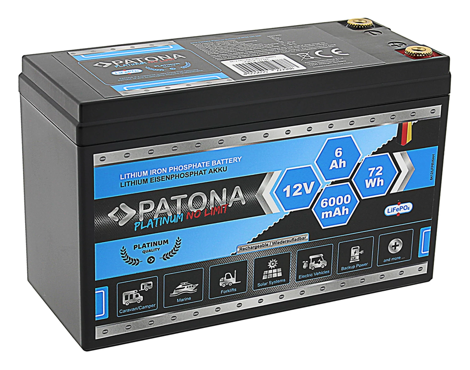 Batéria PATONA Platinum LiFePO4 12V 6Ah 72Wh 6000mAh