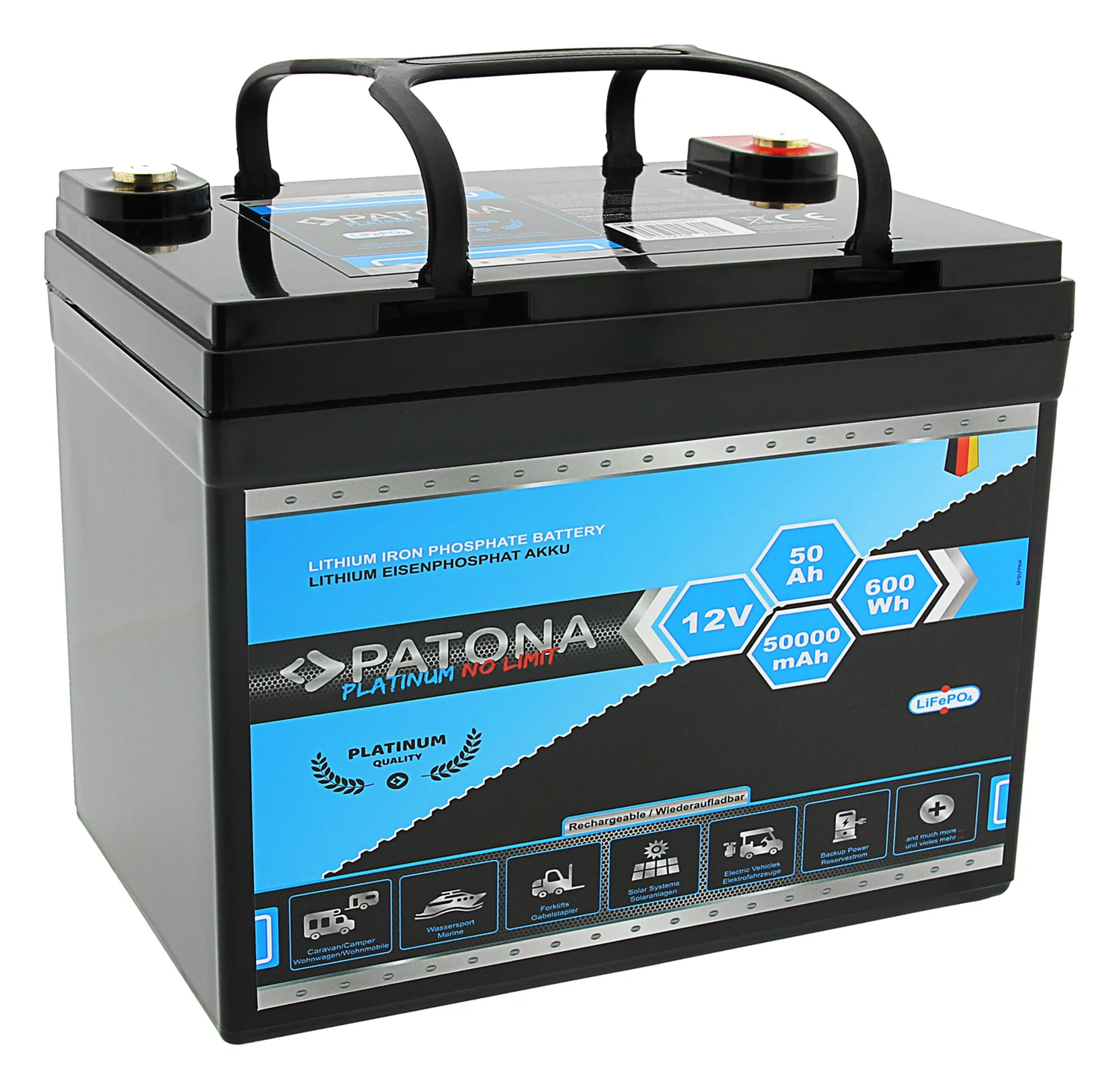 PATONA Platinum LiFePO4 akkumulátor 12V 50Ah 600Wh 50.000mAh