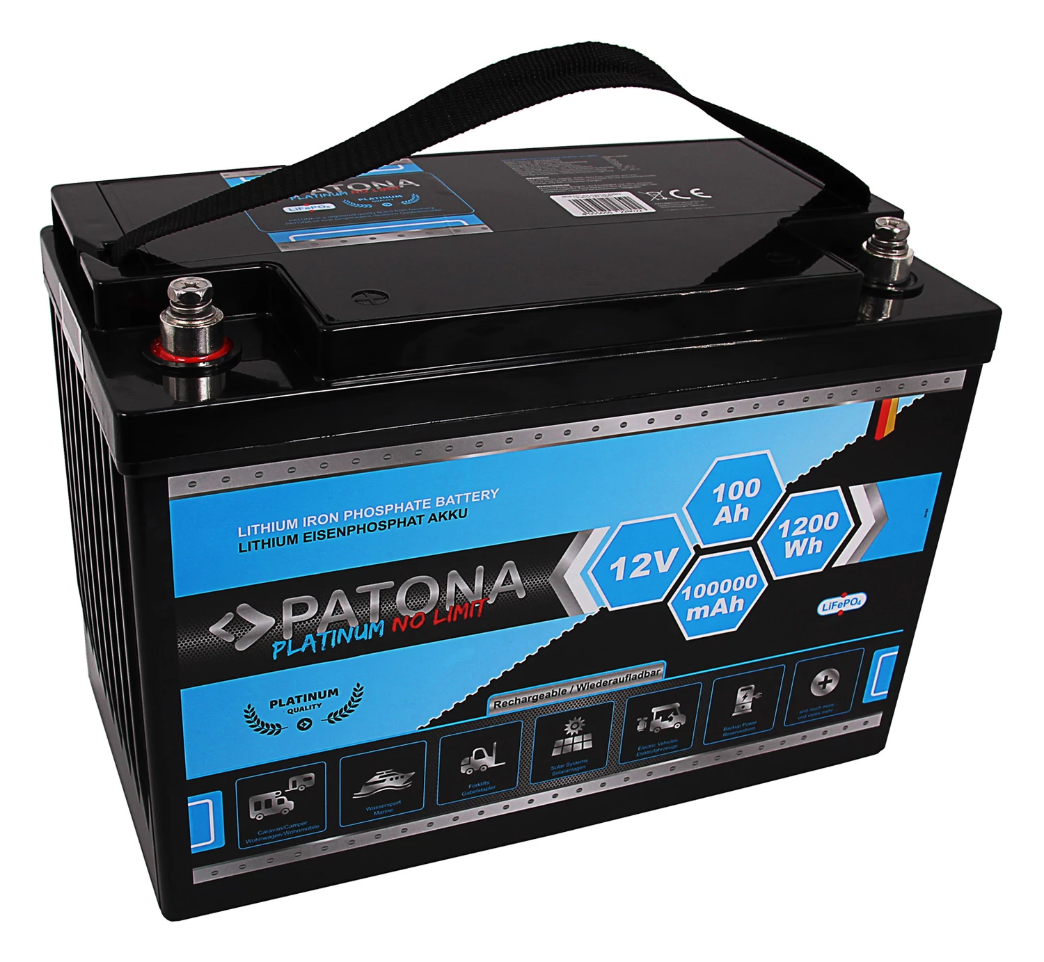 PATONA Platinum LiFePO4 akkumulátor 12V 100Ah 1200Wh 100.000mAh