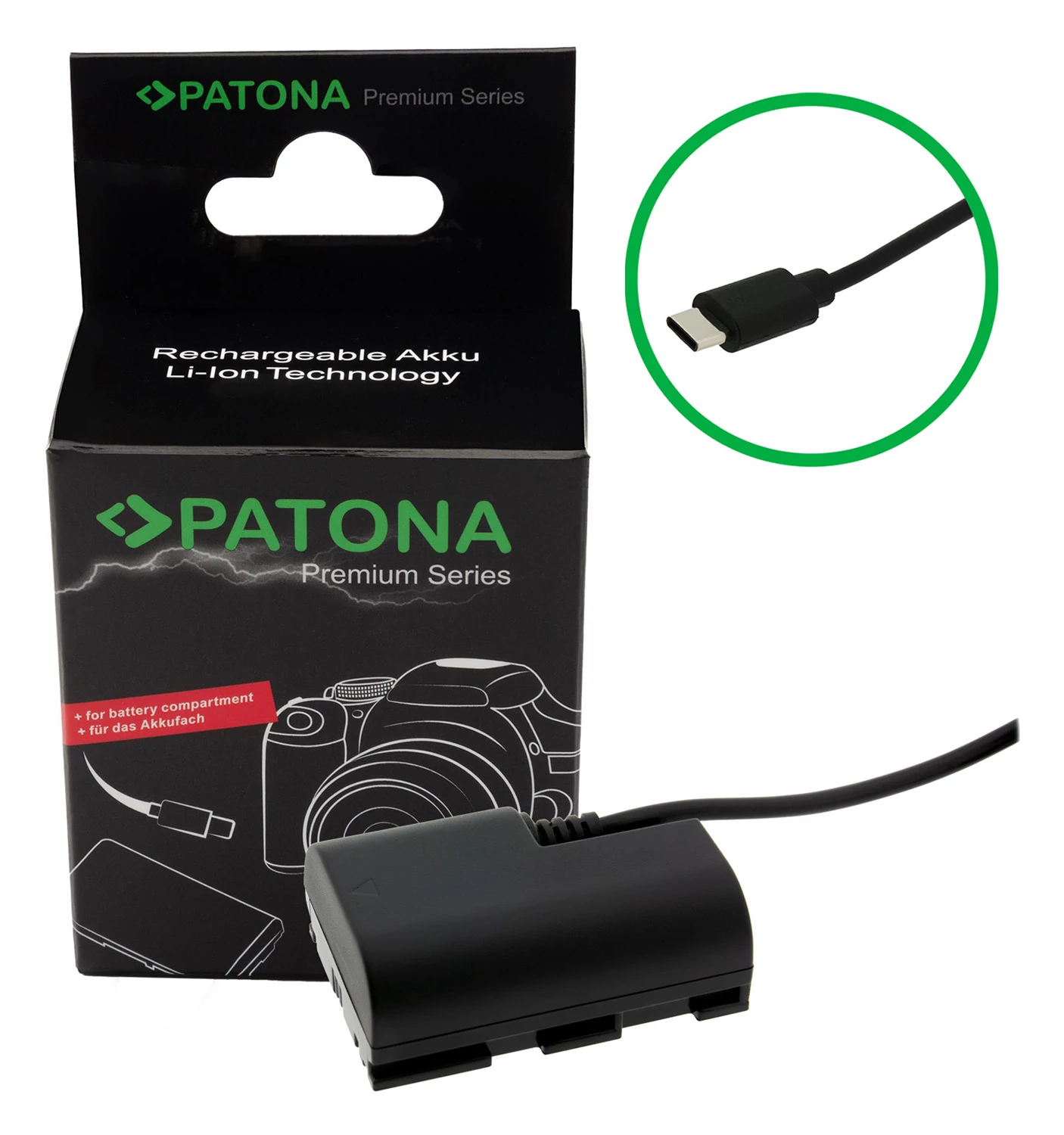 PATONA Premium USB-C vstupný adaptér batérie pre Canon LP-E6P LPE6P EOS R5 R5 Mark II R6 /R6 Mark II