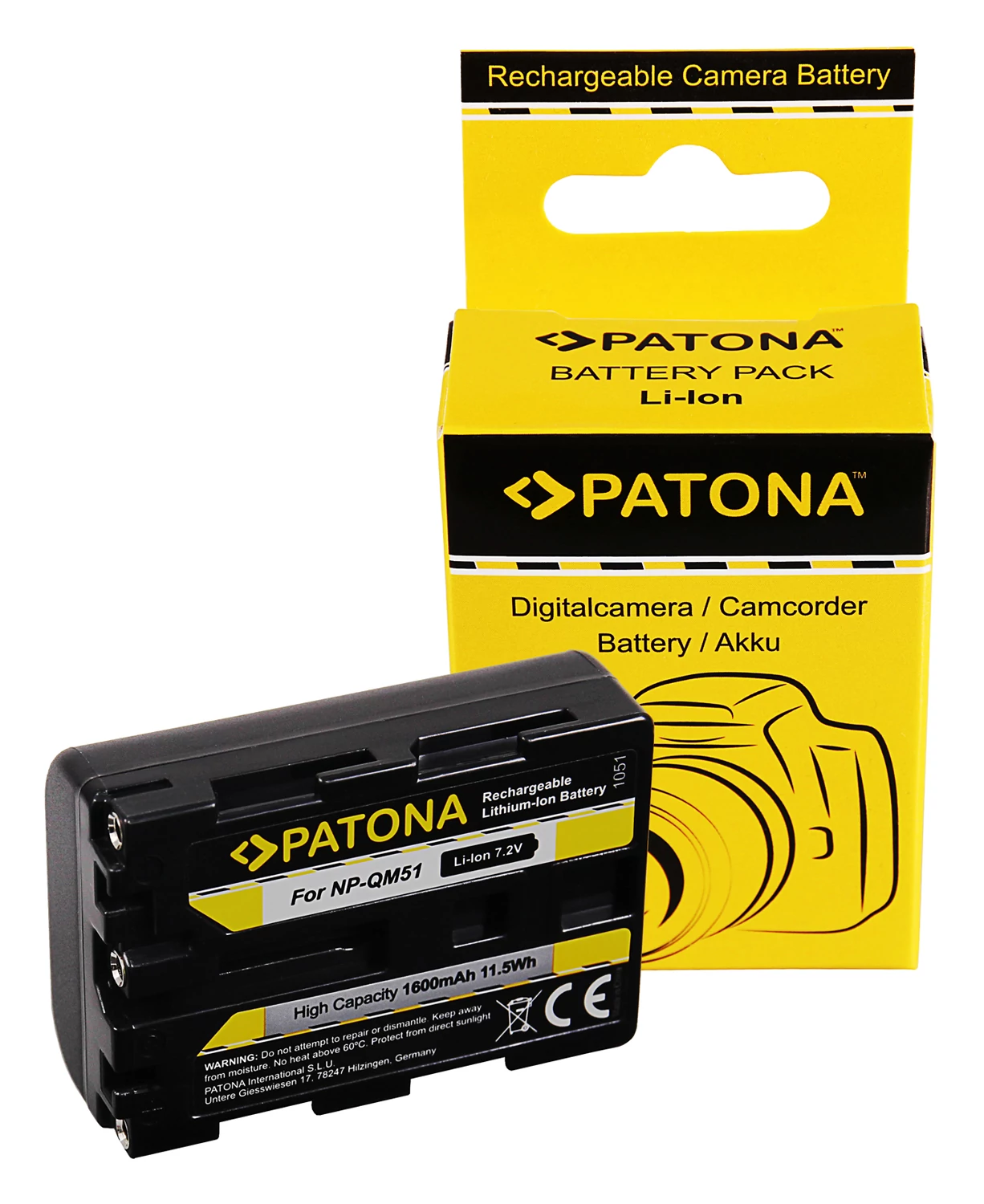 Sony NP-FM55 QM51 FM50 DSLR-A100 1300mAh / 7.2V / 9.4Wh Li-Ion - Patona