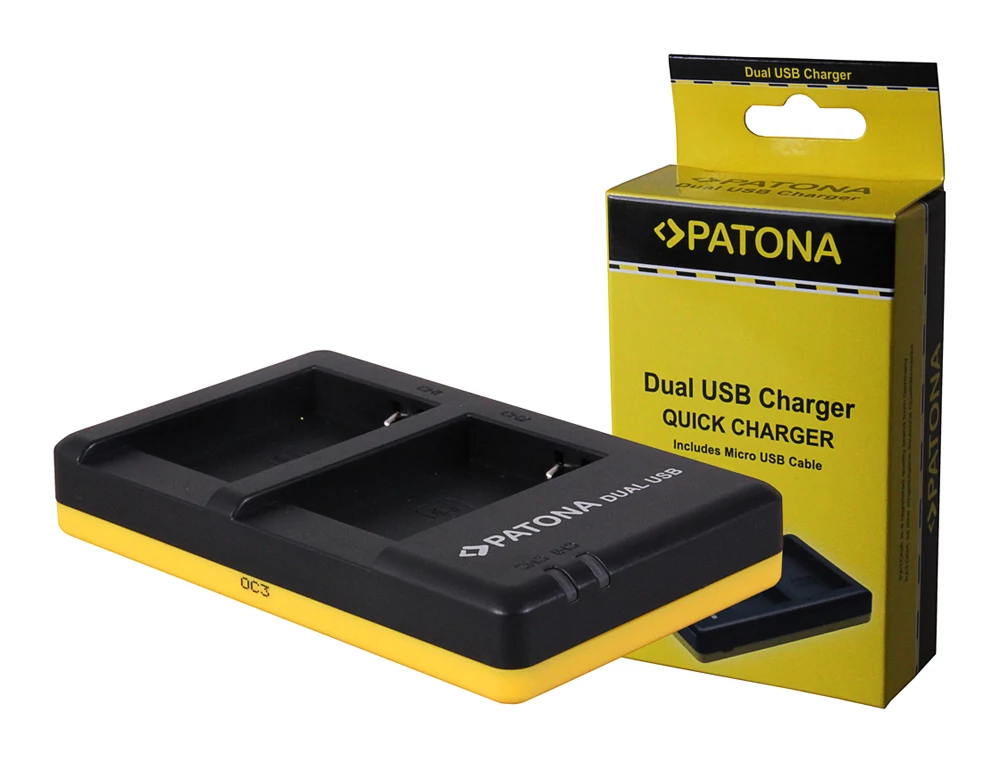 PATONA Dual Quick-Charger f.Canon NB-10L, NB10 L, NB10L incl. Micro-USB cabel