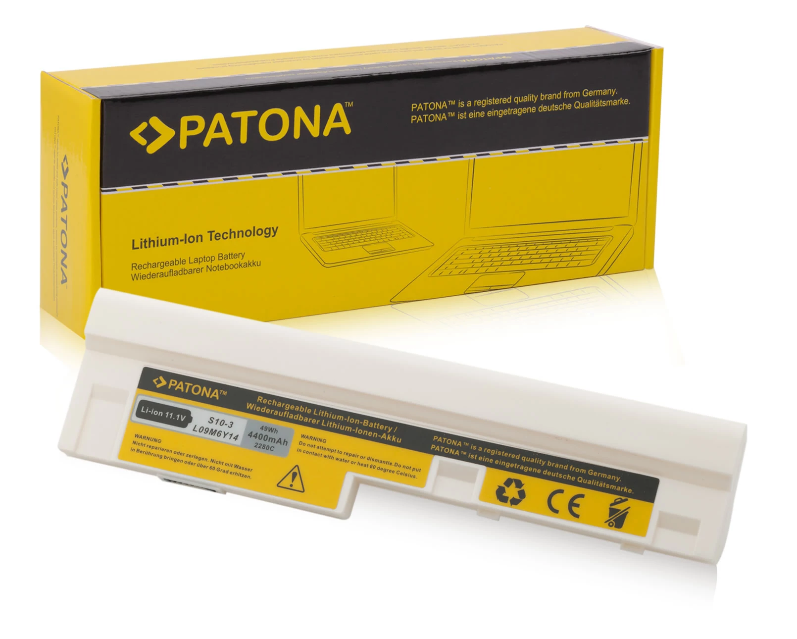 IMB pre LENOVO IdeaPad S10, S100, S205, U160/165 series, biely, 4400 mAh batéria - Patona
