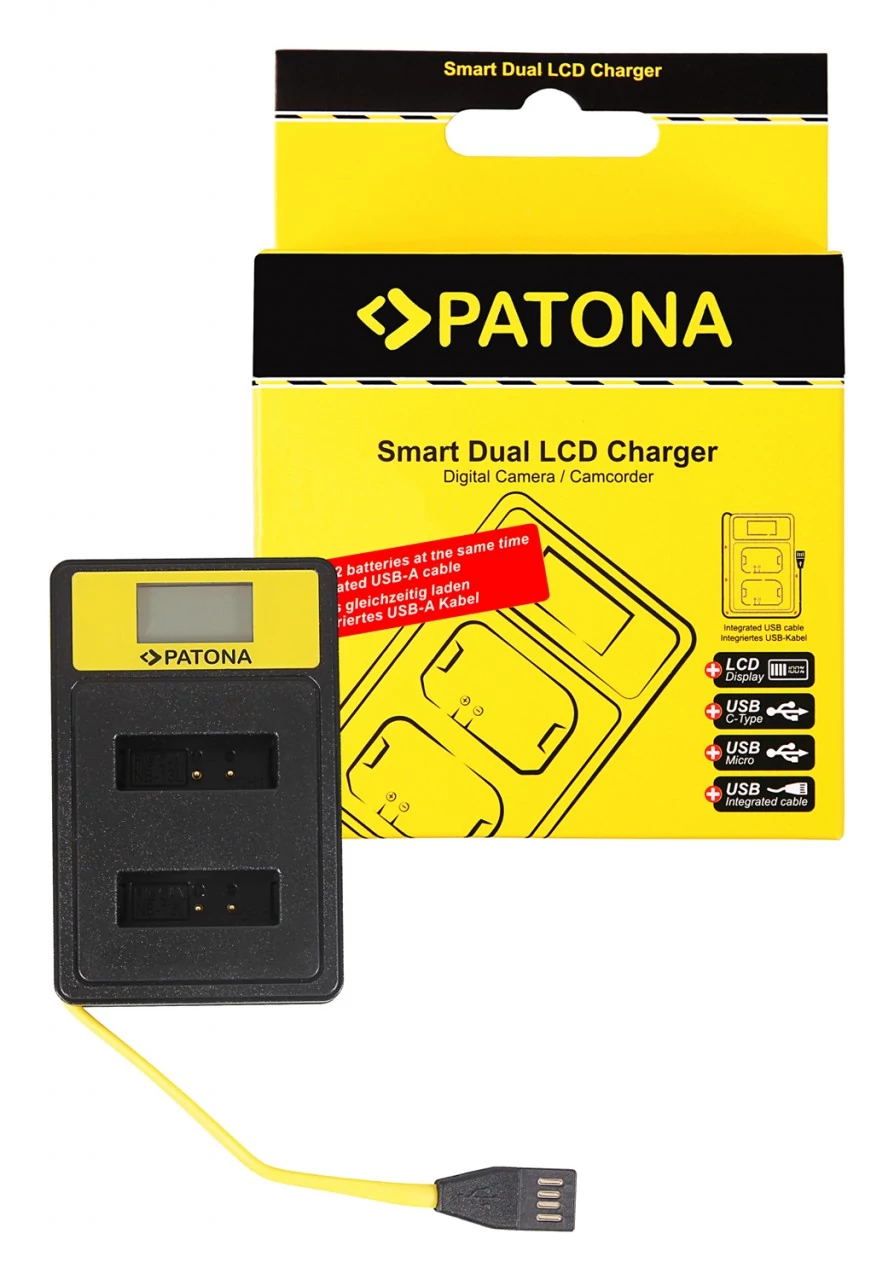 PATONA Inteligentná USB nabíjačka s dvojitým LCD displejom Canon NB-13L PowerShot G5 X G5X G7 X G7 X - Patona