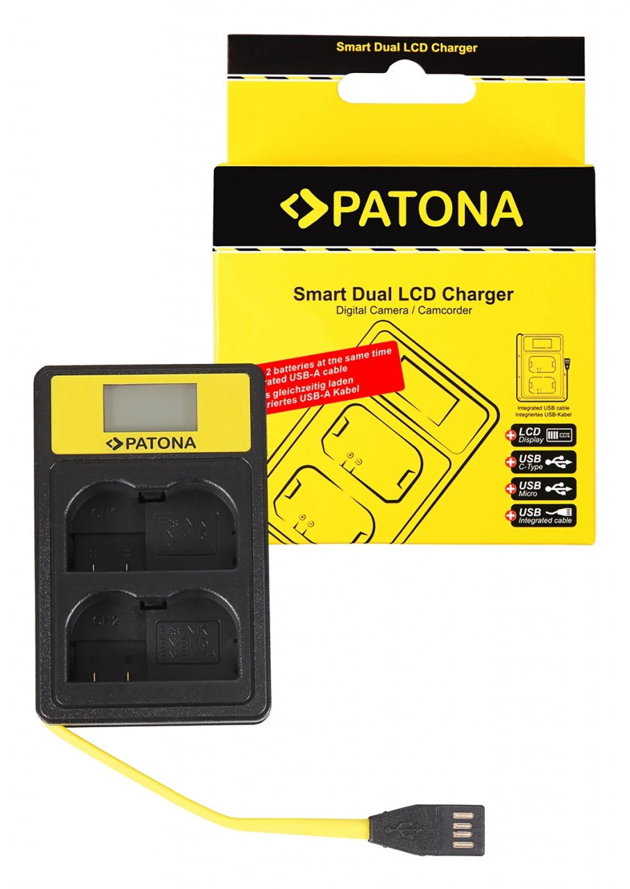 PATONA Smart Dual LCD USB töltő Nikon EN-EL15 ENEL15 D600 D610 D7000 D7100 - Patona