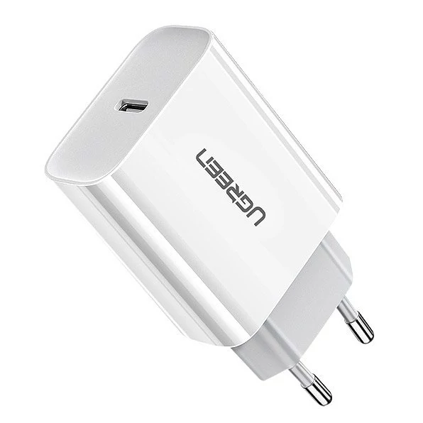 Ugreen USB C Power Delivery 3.0 Quick Charge 4.0+ gyorstöltős hálózati fali töltő 18W 3A - Fehér (60450)