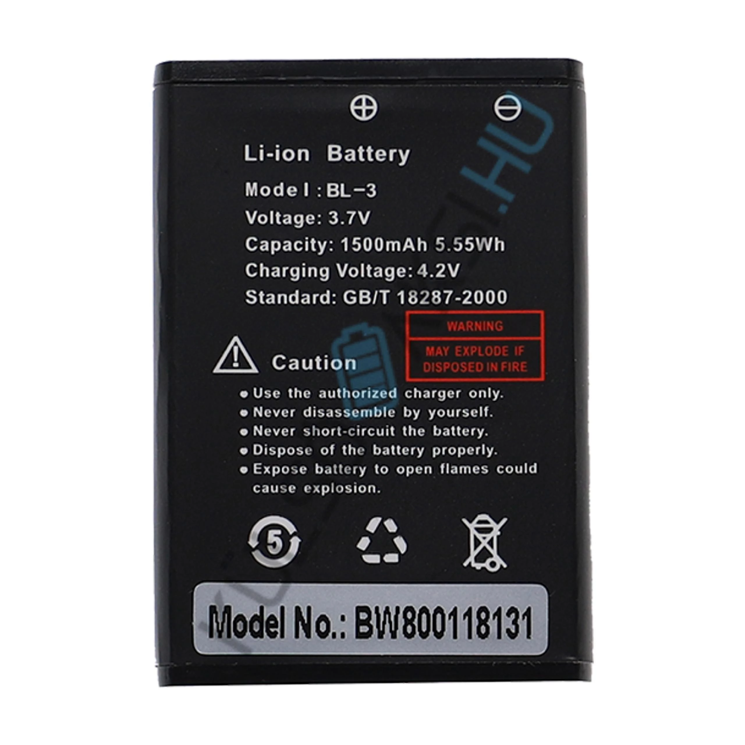 VHBW rádió csere akkumulátor a Baofeng BL-3-hoz - 1500 mAh 3,7 V Li-Ion