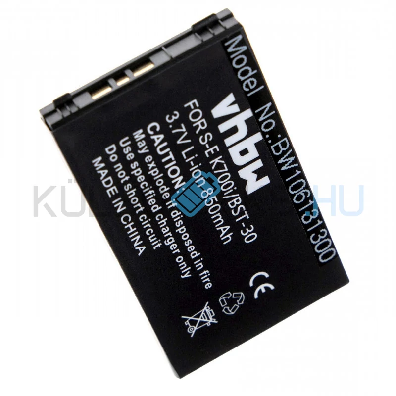 VHBW Telefon akkumulátor akku Sony-Ericsson BST-30 - 850mAh, 3.7V, Li-ion