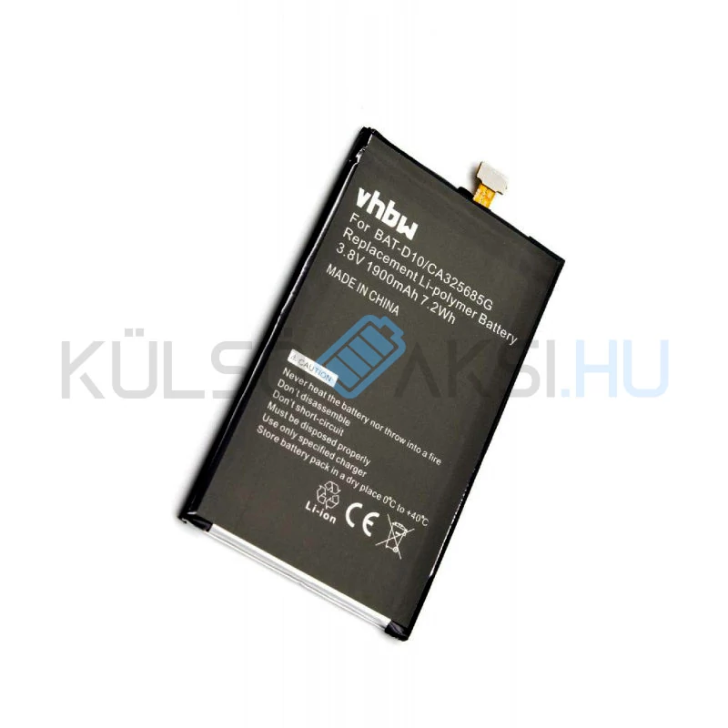 VHBW Telefon akkumulátor akku Acer BAT-D10, CA325685G - 1900mAh, 3.8V, Li-polymer