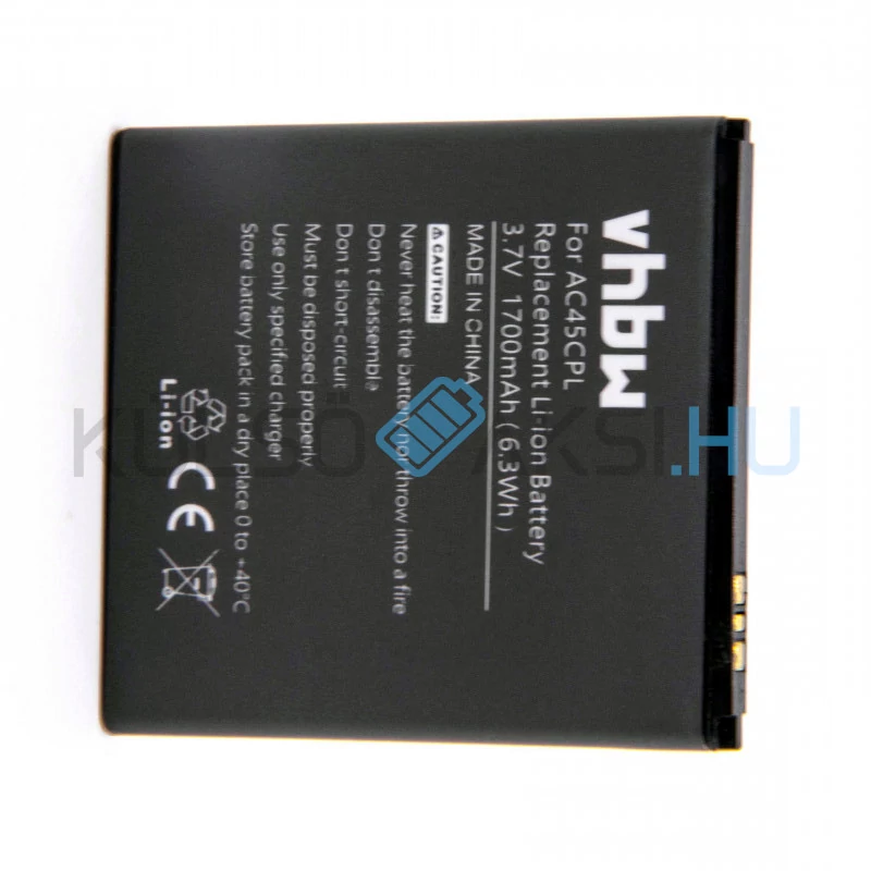VHBW Telefon akkumulátor akku Archos AC45CPL, AL45CPL - 1700mAh, 3.7V, Li-ion