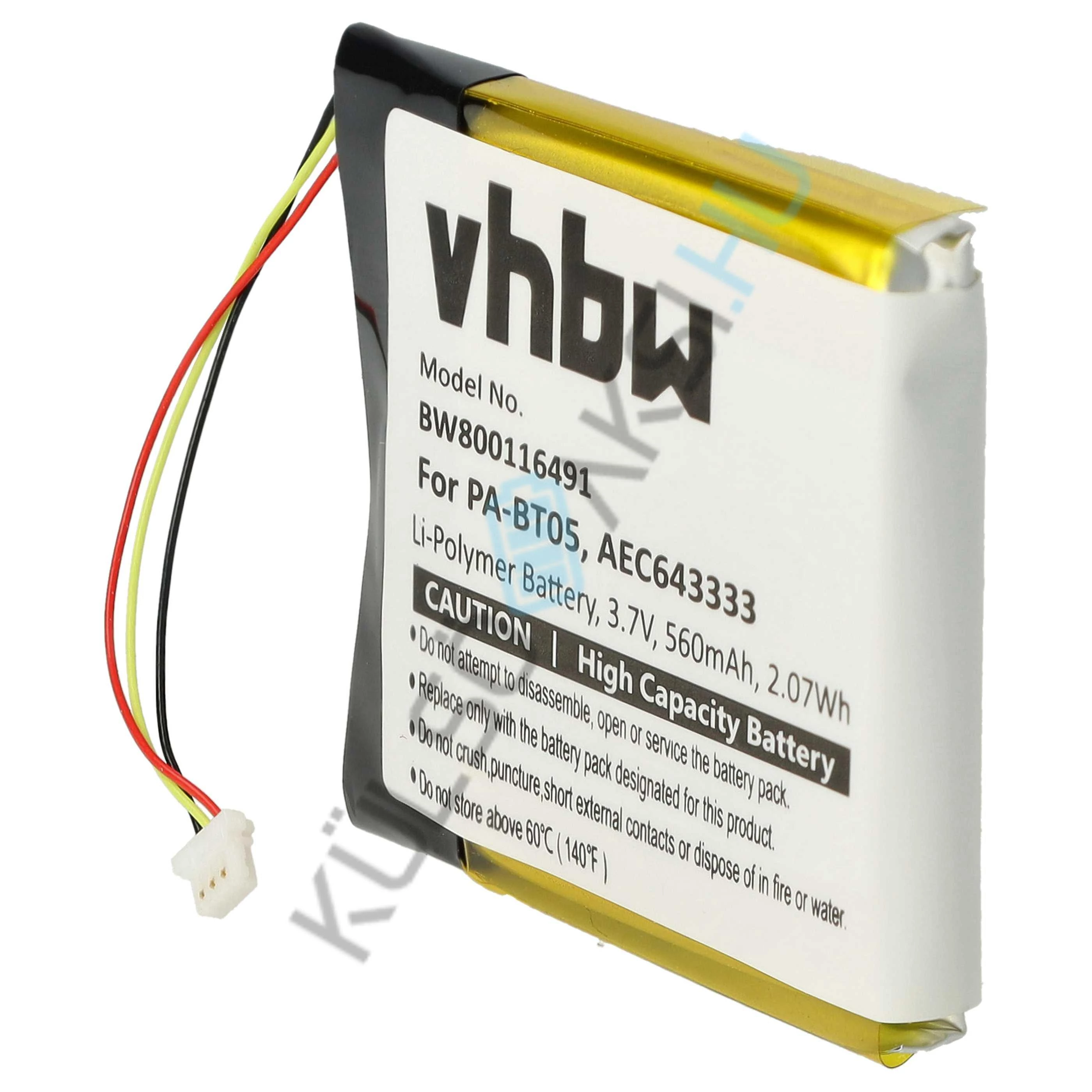 VHBW vezeték nélküli fejhallgató csere akkumulátor Beats PA-BT05, AEC643333-hoz – 560 mAh 3,7 V Li-polimer