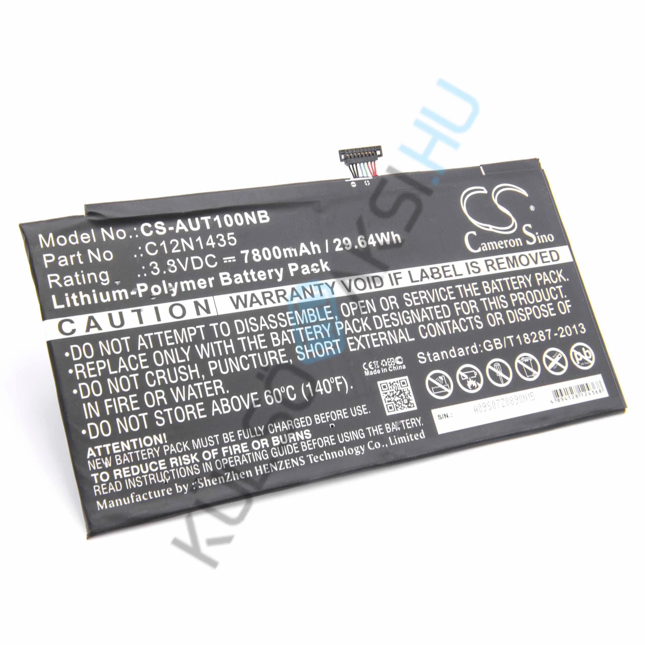 VHBW Tablet Battery Replacement for Asus C12-N1435, C12N1435 - 7800 mAh 3.8 V Li-polymer