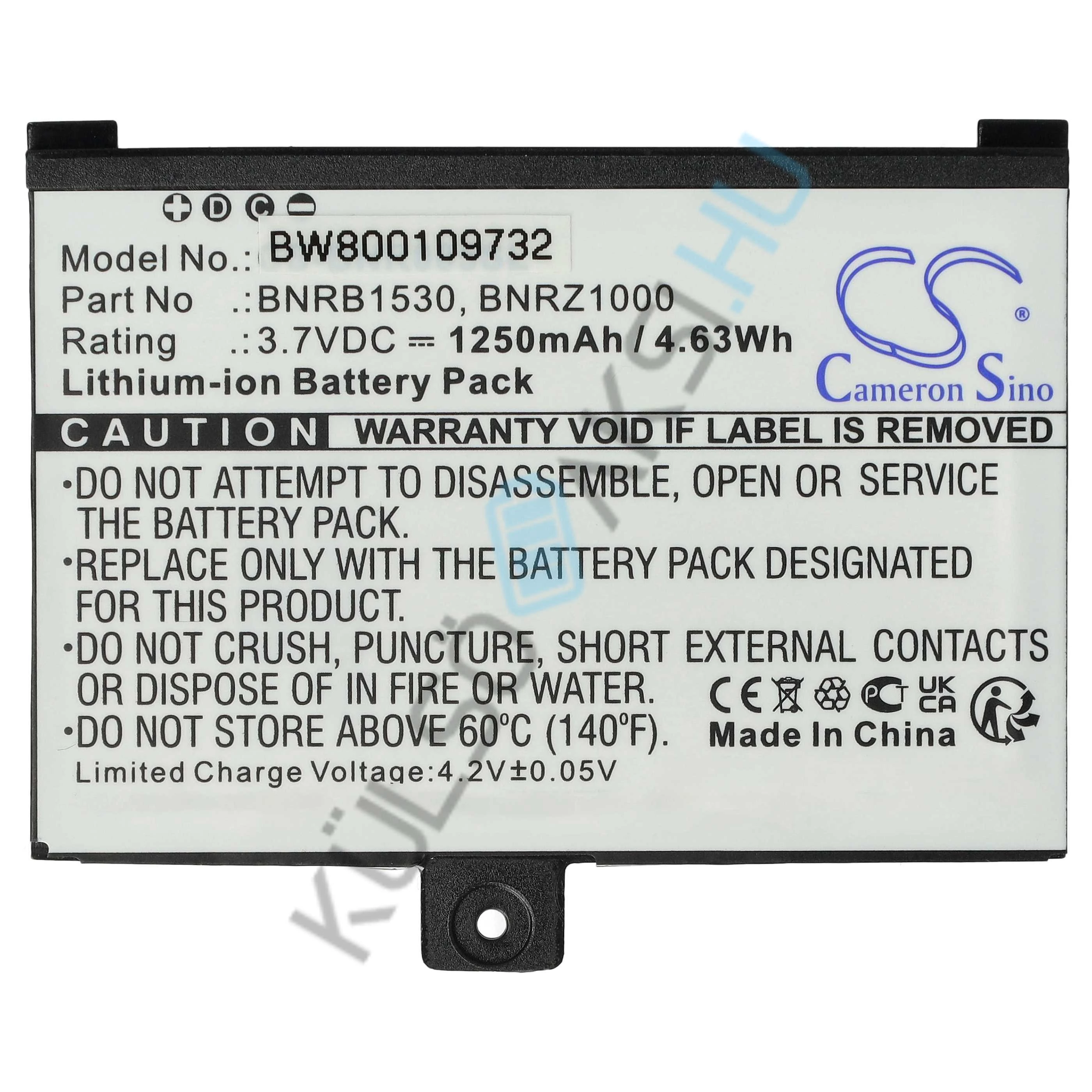 Výmena batérie VHBW E-Book pre Barnes & Noble 1ICP4/40/60 1S1P, 9875521, 9BS11GTFF10B3 - 1250 mAh 3,7 V Li-Ion