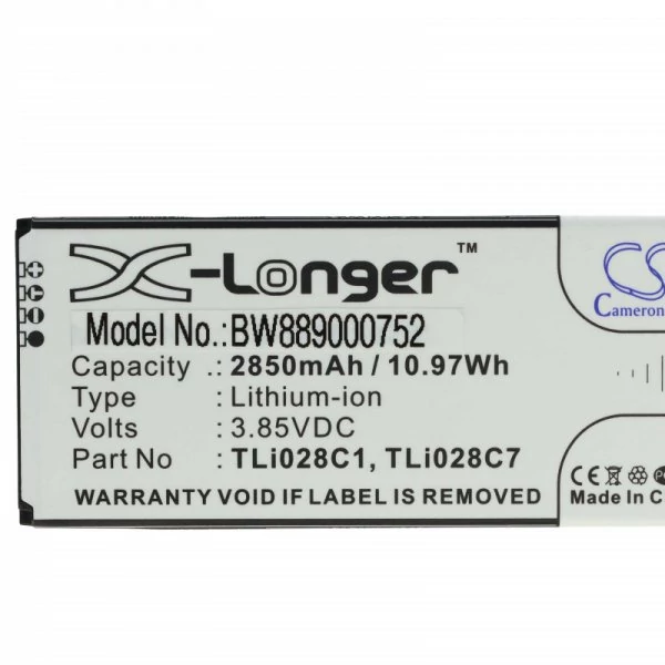 VHBW TLi028C1 típusú akkumulátor az Alcatel 1B 2020-hoz, 2850 mAh