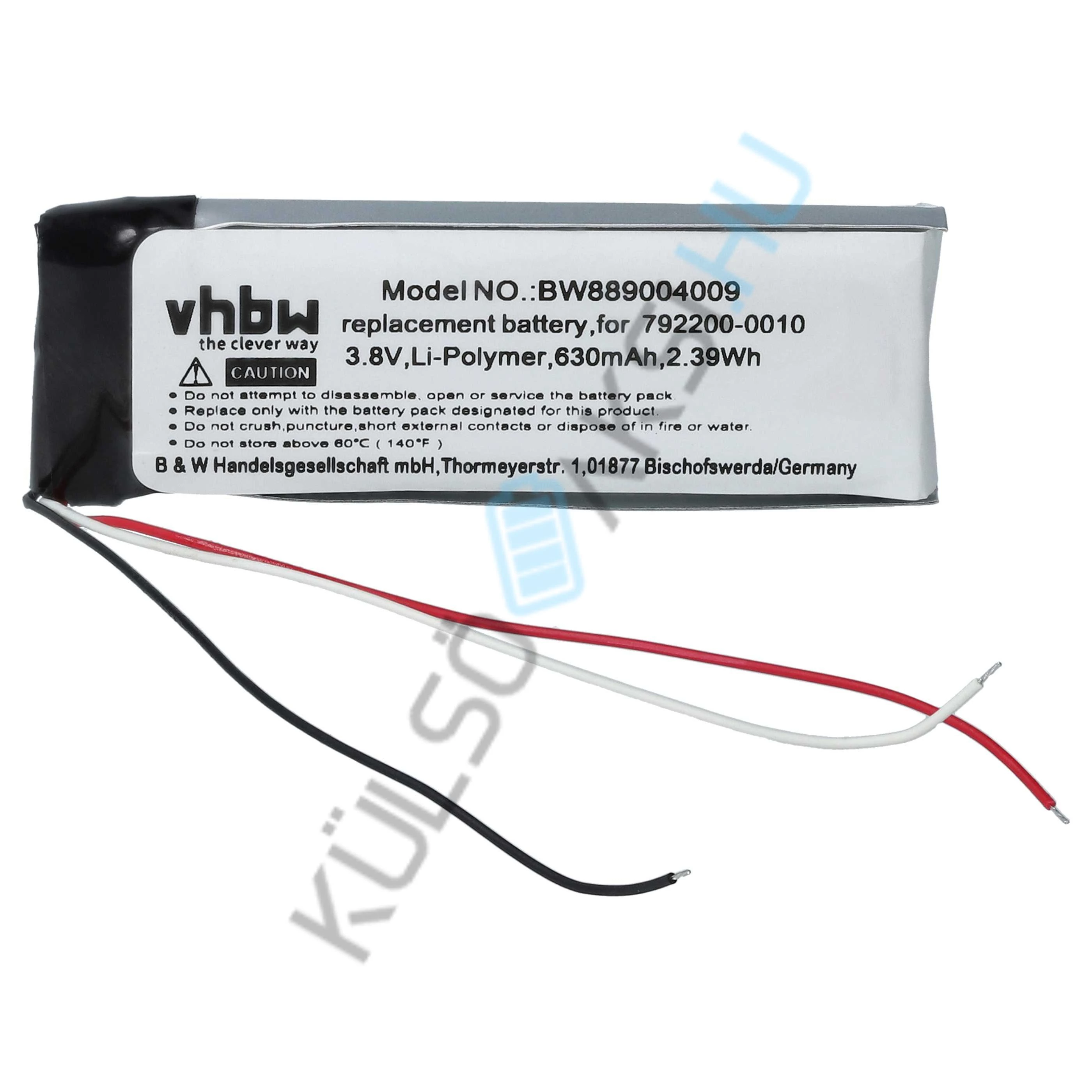 VHBW vezeték nélküli fejhallgató csere akkumulátor Bose 792200-0010-hez – 630 mAh 3,8 V Li-Ion