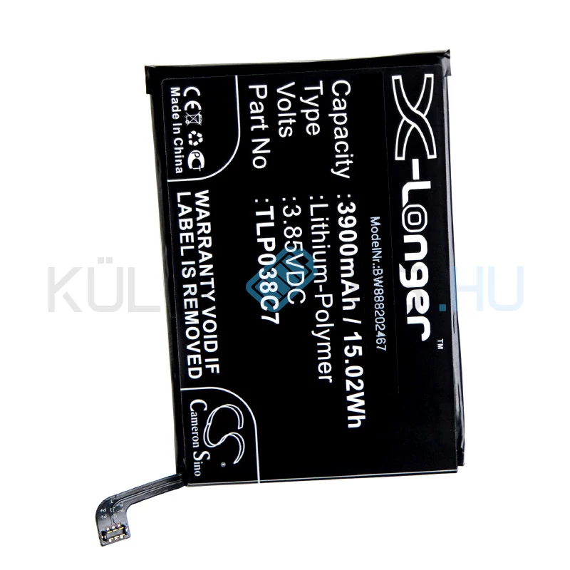 VHBW Telefon akkumulátor akku Alcatel TLP038C7 - 3900mAh, 3.85V, Li-polymer