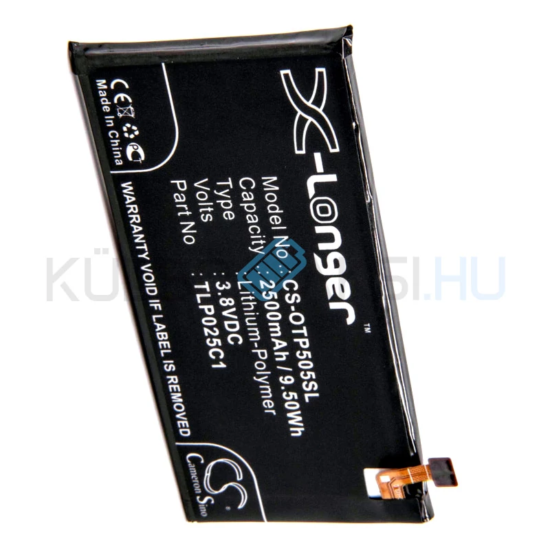 VHBW Telefon akkumulátor akku Alcatel TLP025C1, TLP025C2 - 2500mAh, 3.8V, Li-polymer