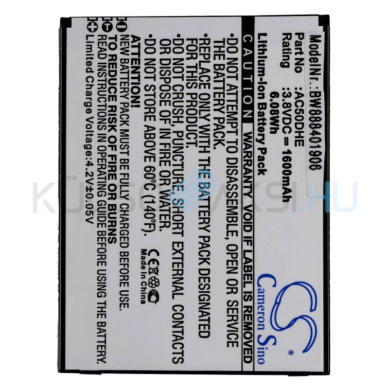 VHBW Telefon akkumulátor akku Archos AC50DHE - 1600mAh, 3.8V, Li-ion