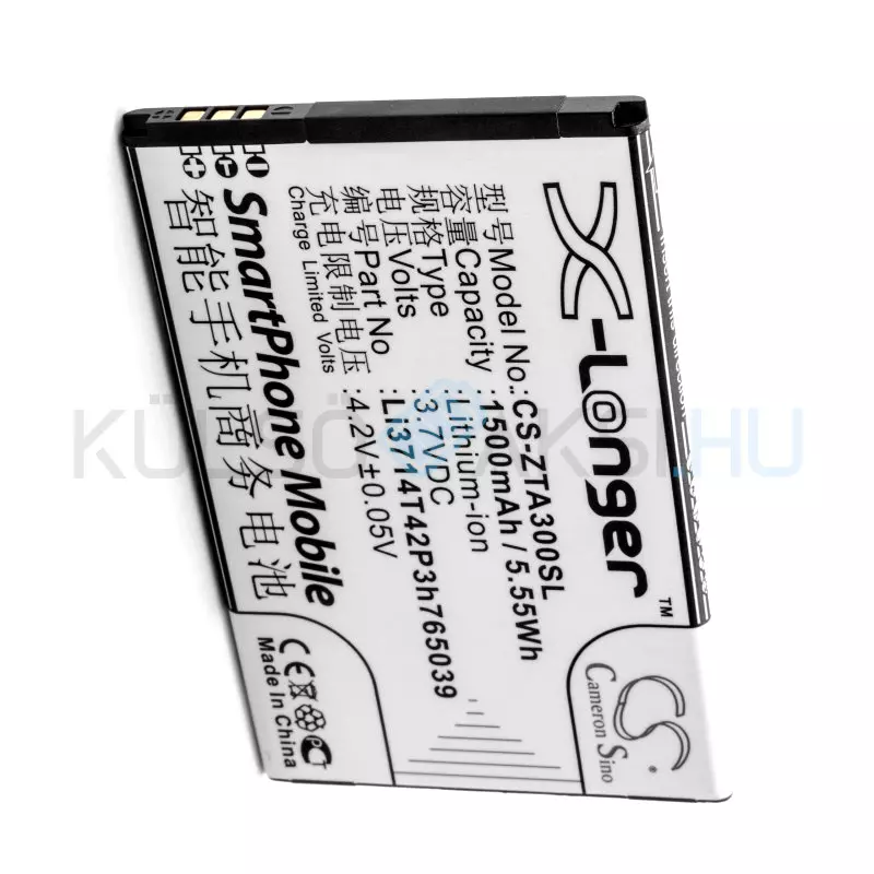 Mobile Phone Battery Replacement for ZTE Li3714T42P3h765039 - 1500mAh, 3.7V, Li-ion