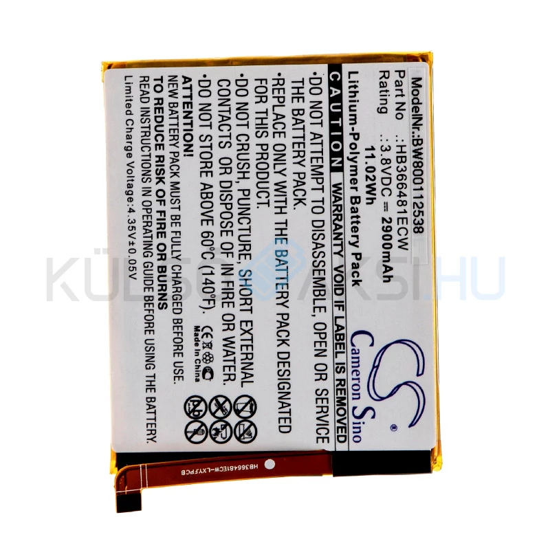 VHBW Telefon akkumulátor akku Huawei HB366481ECW - 2900mAh, 3.8V, Li-polymer