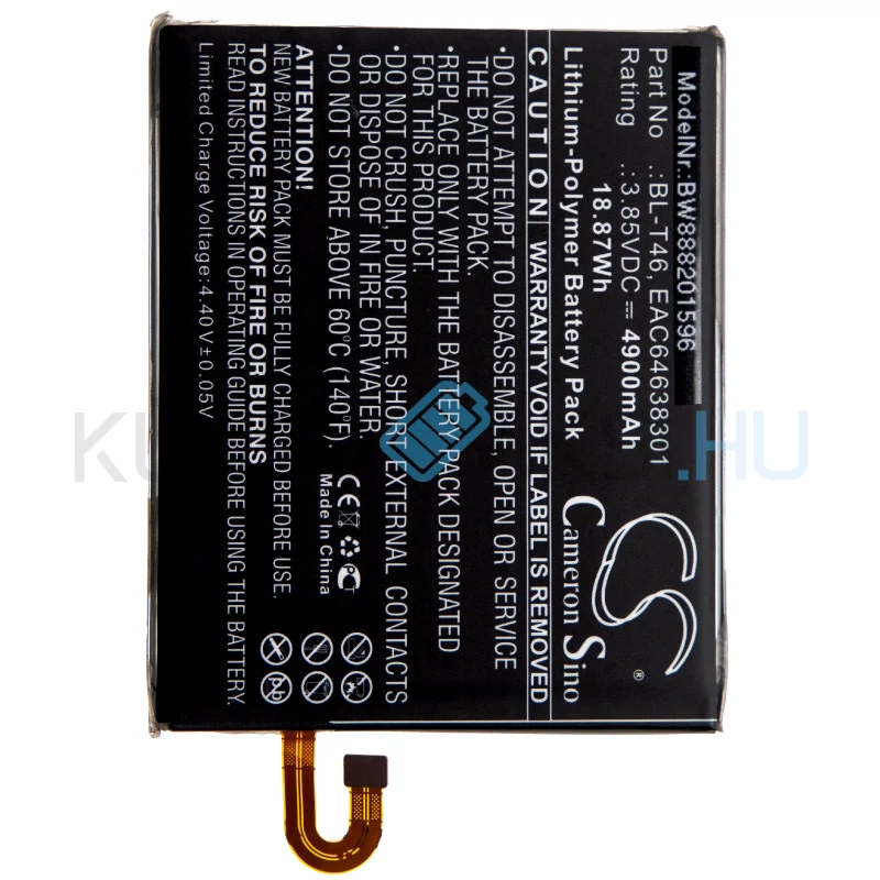 VHBW Telefon akkumulátor akku LG BL-T46, EAC64638301 - 4900mAh, 3.85V, Li-polymer