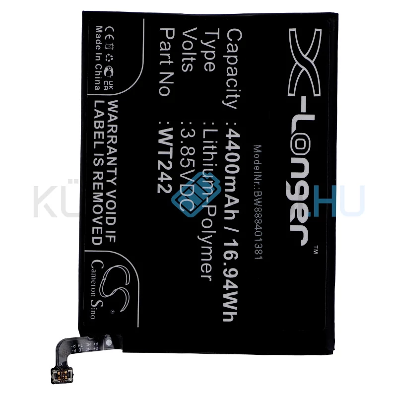 VHBW Telefon akkumulátor akku Nokia WT242 - 4400mAh, 3.85V, Li-polymer
