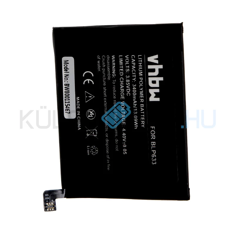 VHBW Telefon akkumulátor akku OnePlus BLP633 - 3400mAh, 3.85V, Li-polymer