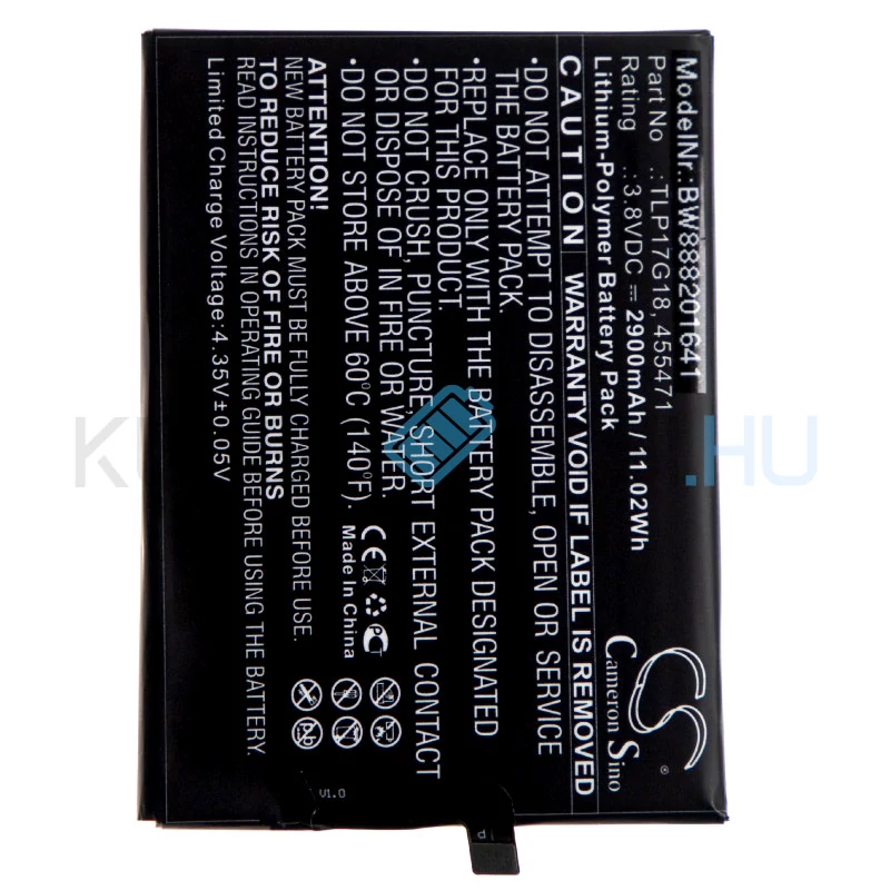 Batéria mobilného telefónu VHBW Wiko TLP17G18, 455471 - 2900mAh, 3.8V, Li-polymer