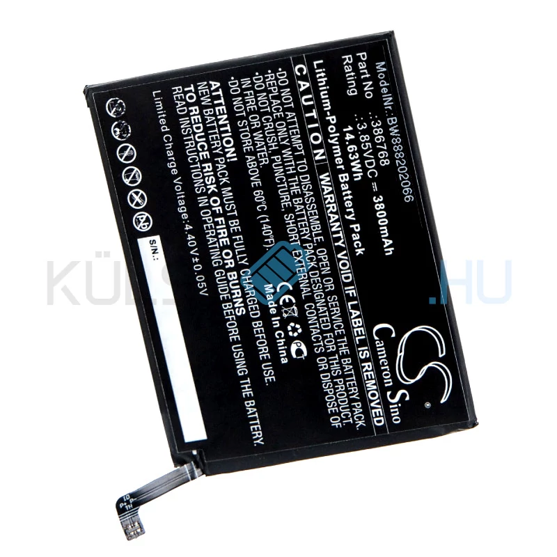 VHBW Telefon akkumulátor akku Wiko 386768 - 3800mAh, 3.85V, Li-polymer