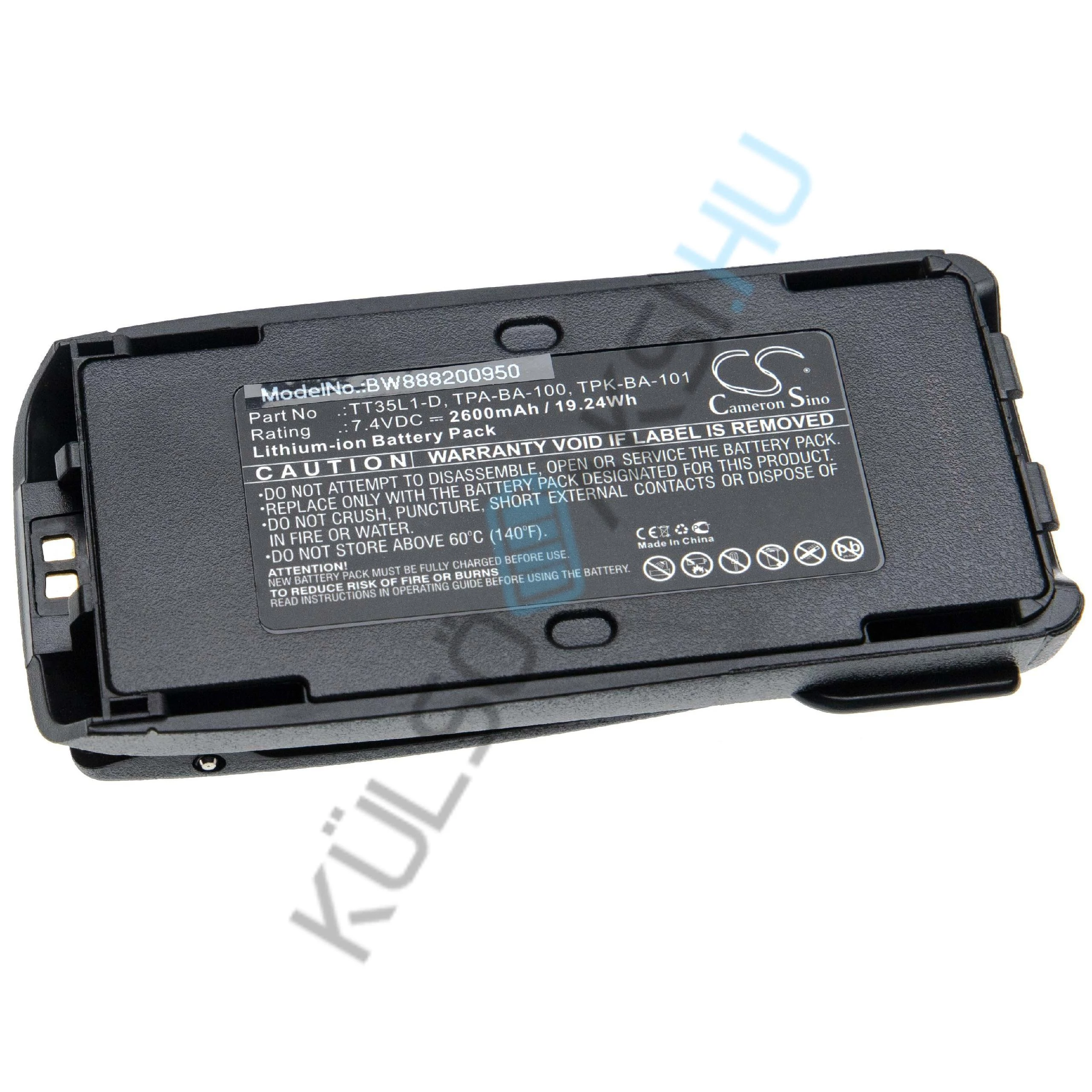 VHBW rádió csere akkumulátor Tait T03-00011-CAAA, TPK-BA-101, TPK-BA-100 - 2600 mAh 7,4 V Li-Ion + övcsipeszhez