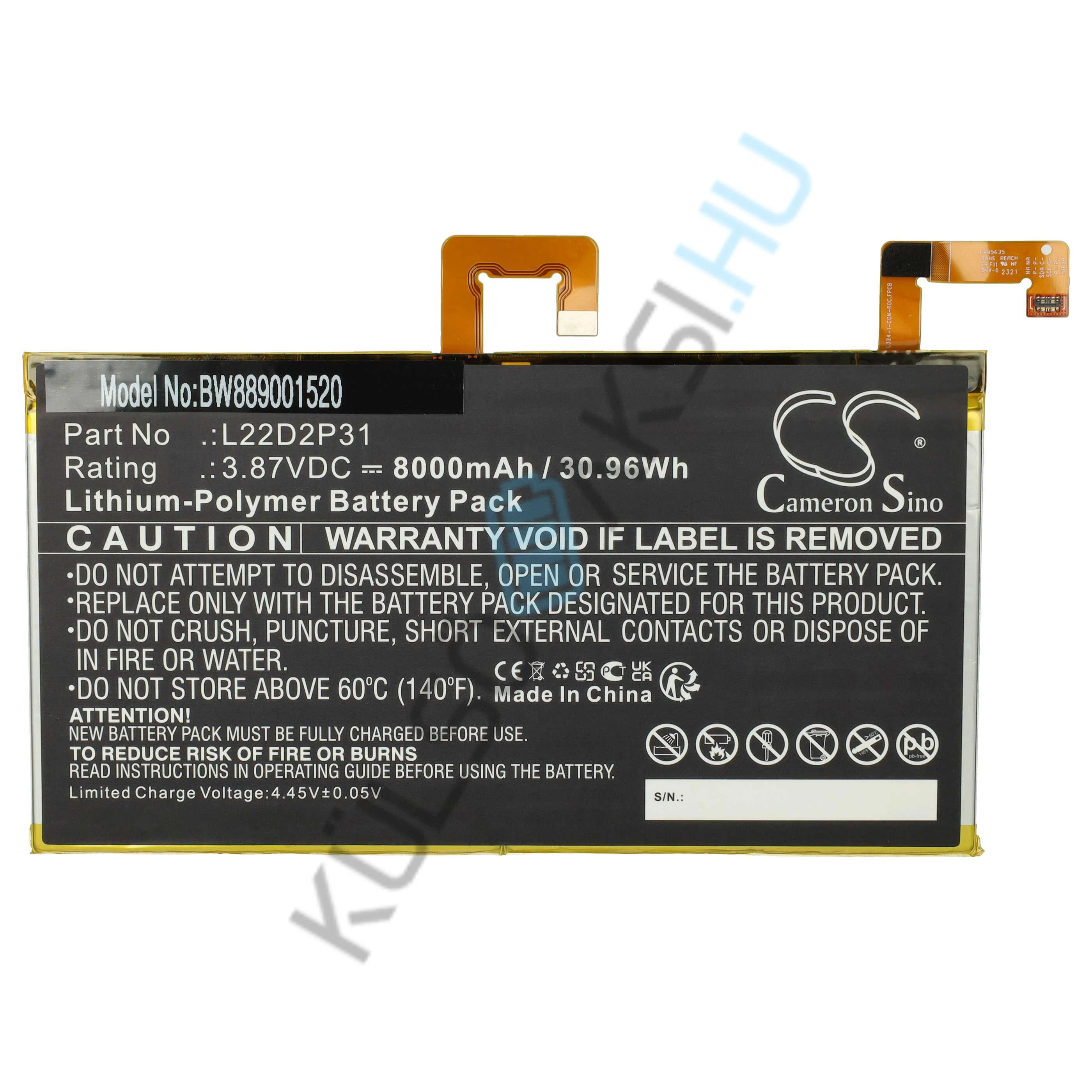 Lenovo L22D2P31 VHBW táblagép csere akkumulátor - 8000 mAh 3,87 V Li-polimer