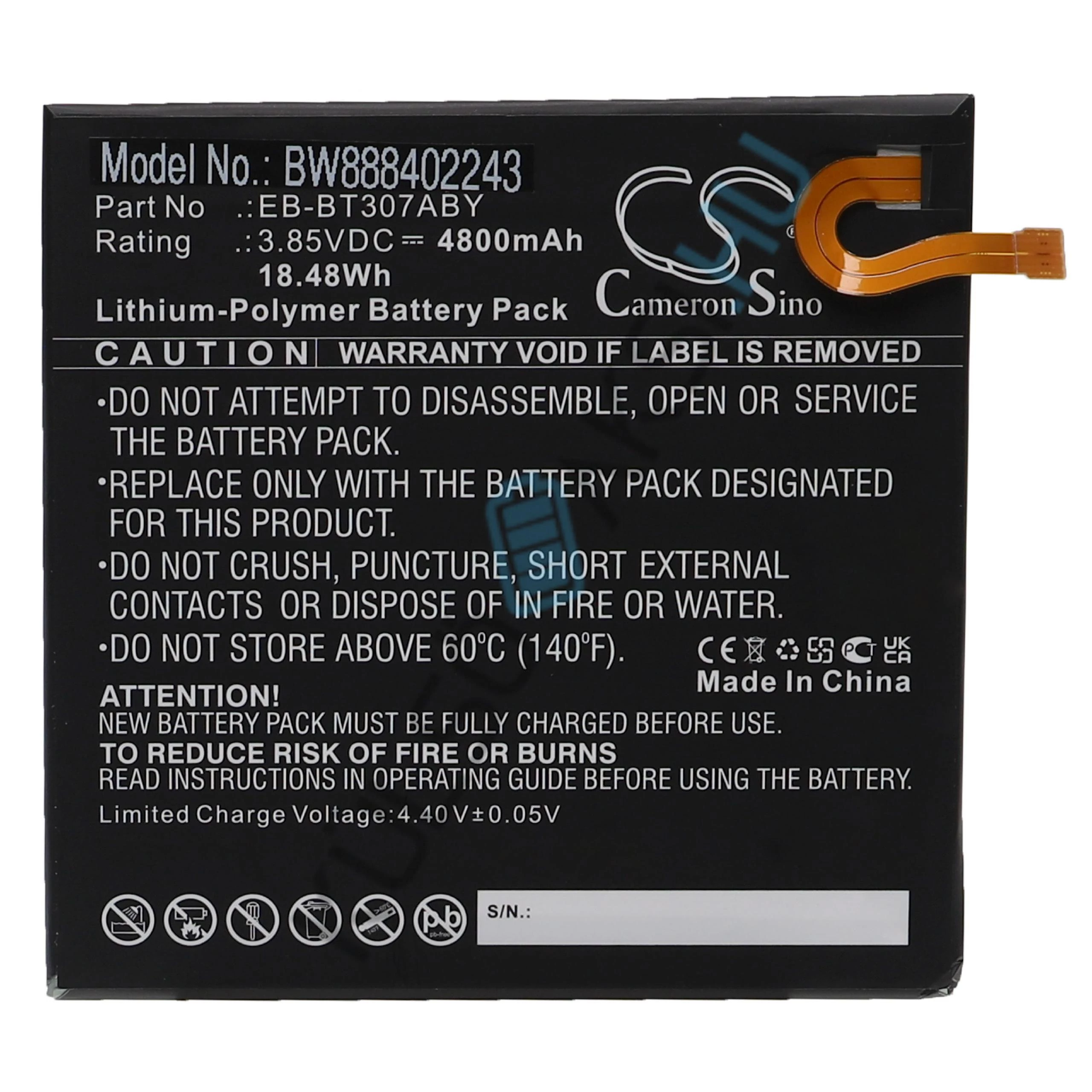 VHBW táblagép csere akkumulátor Samsung EB-BT307ABY készülékhez - 4800 mAh 3,85 V Li-polimer